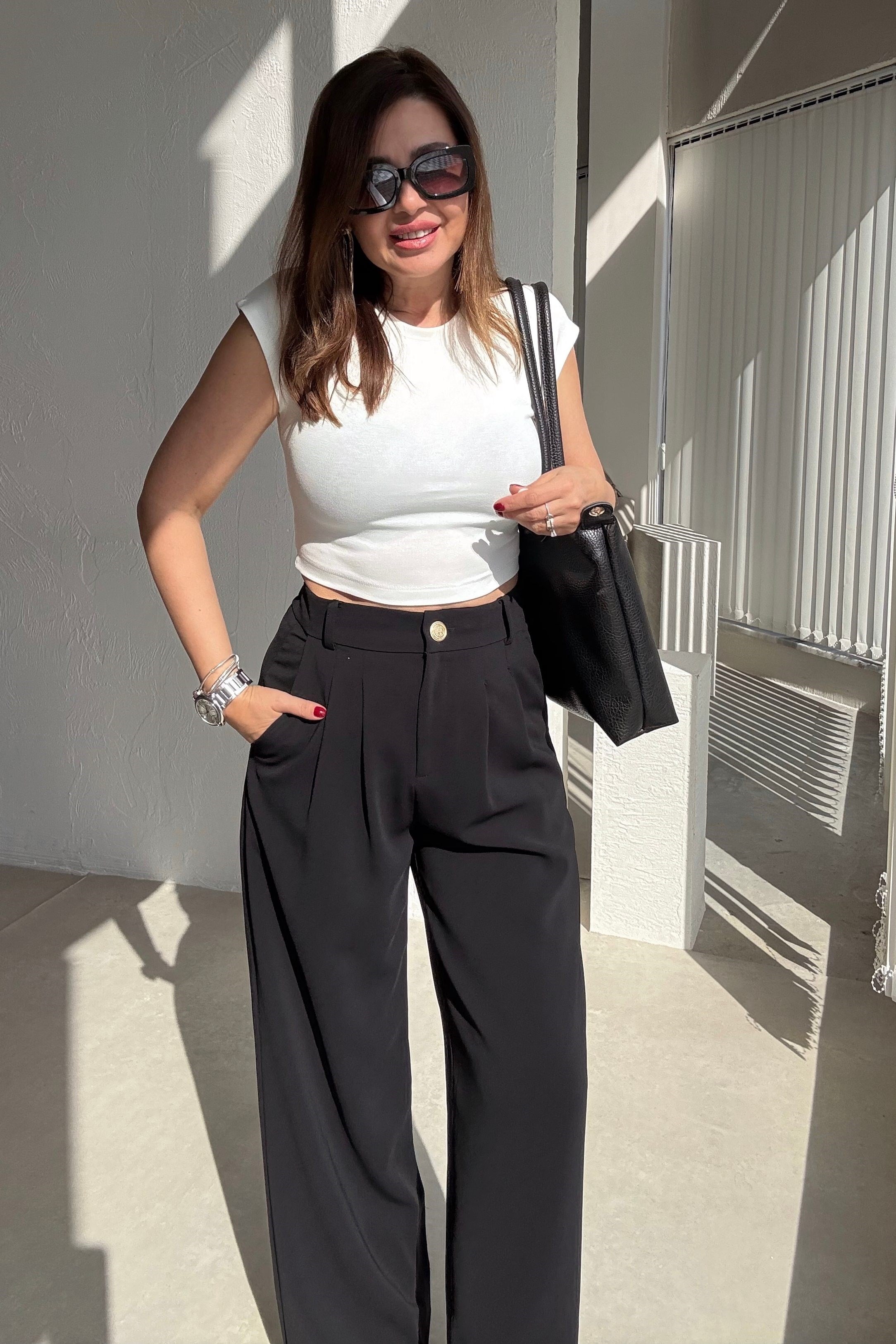 Ekru Likralı Basic Üst 