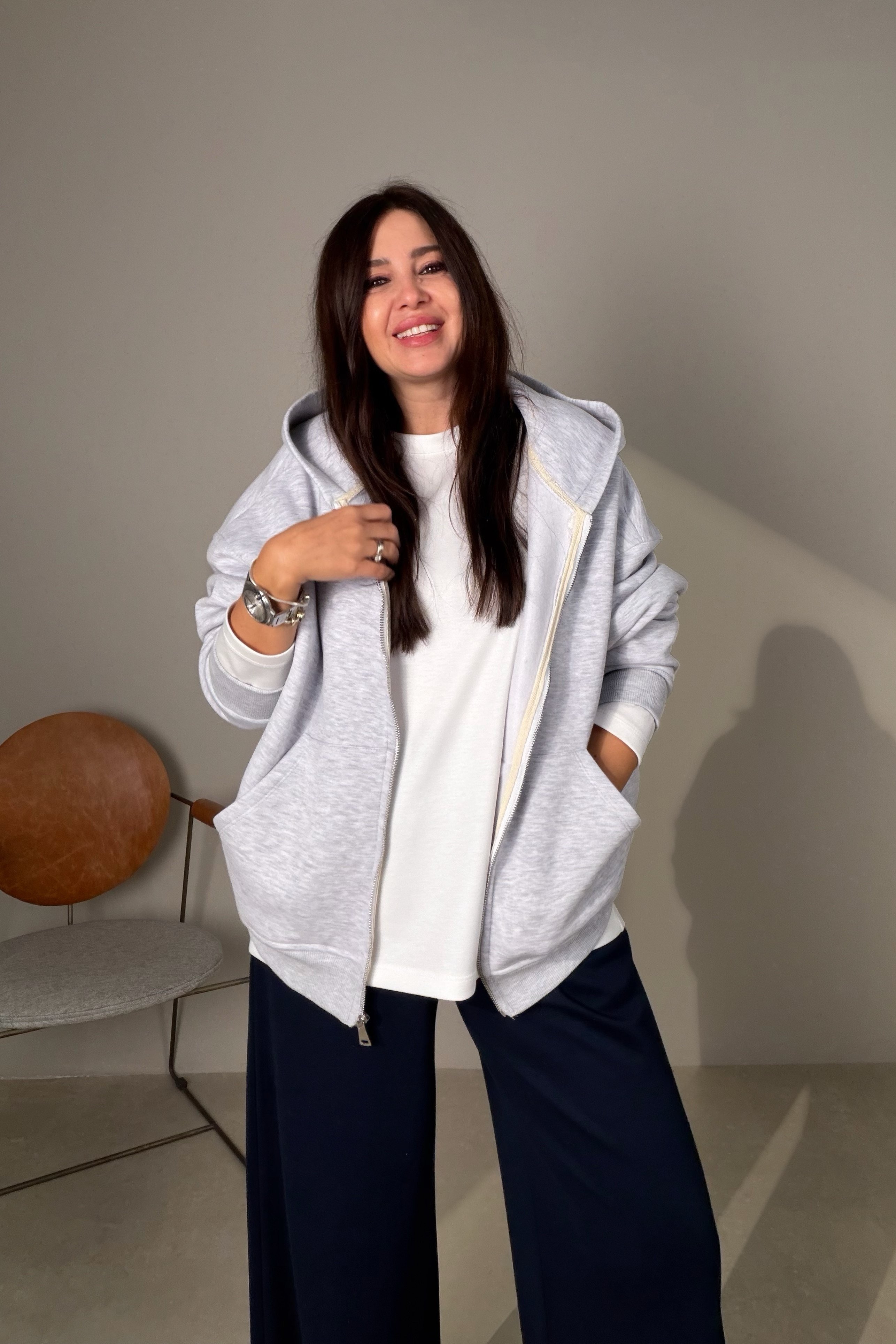 Fermuarlı Sweatshirt GRİ