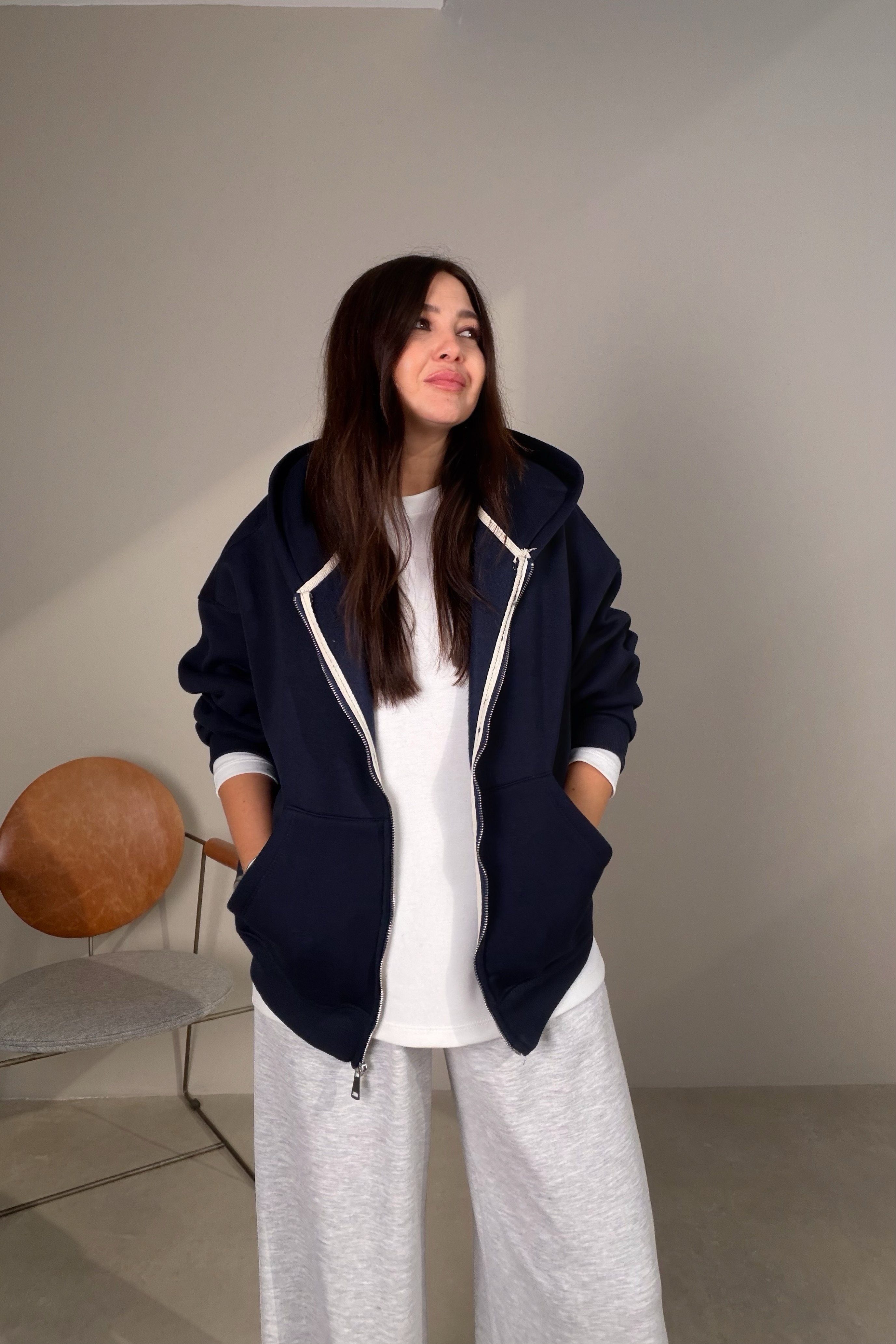 Fermuarlı Sweatshirt LACİVERT