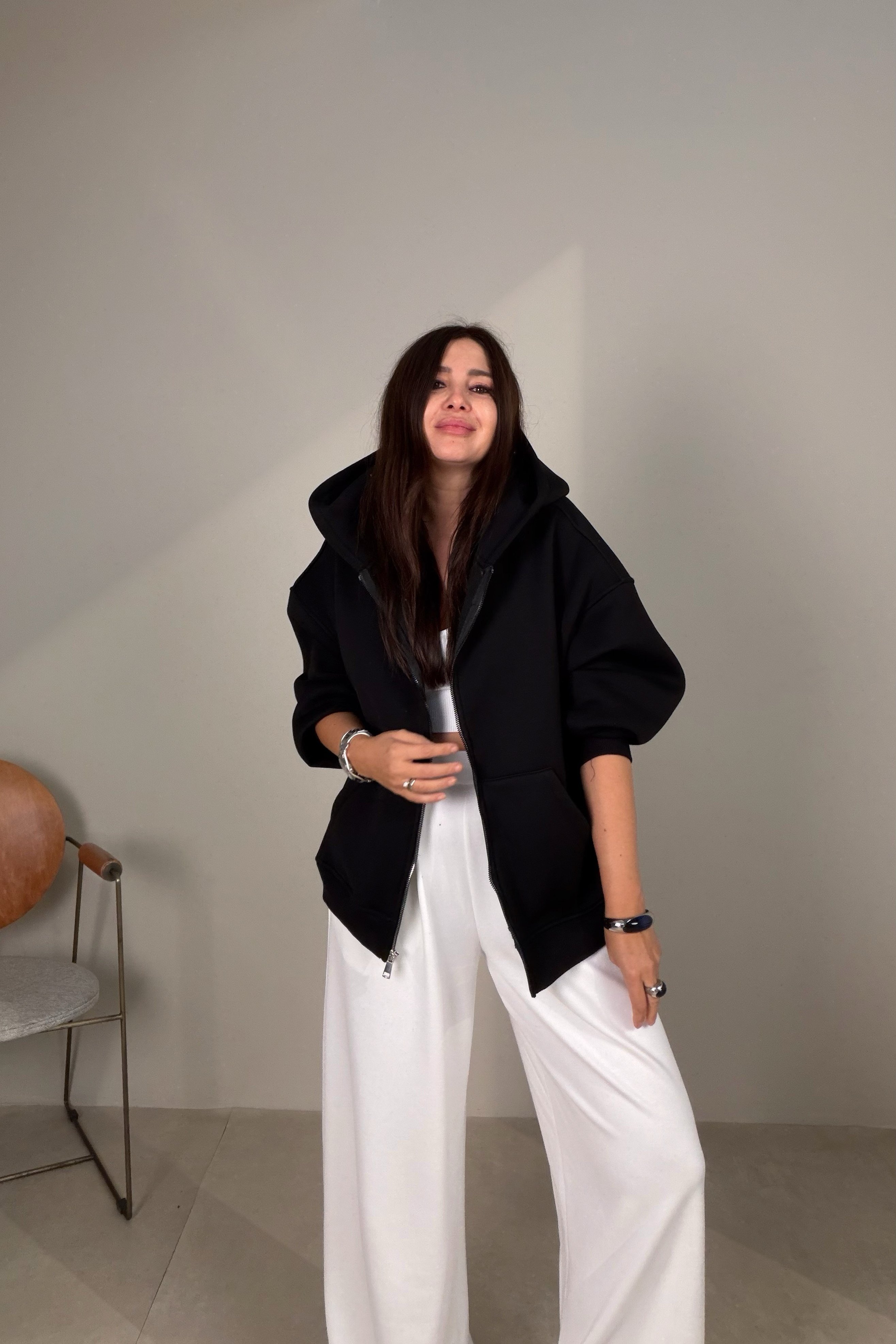 Fermuarlı Sweatshirt SİYAH