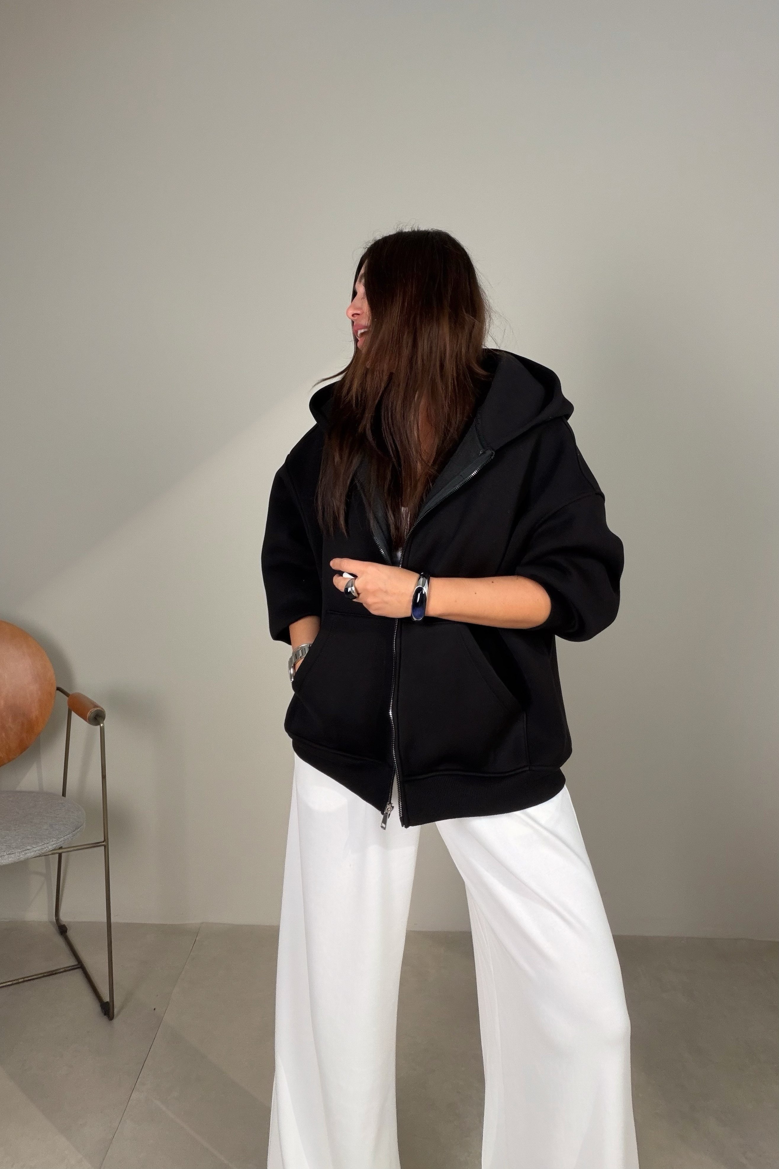 Fermuarlı Sweatshirt SİYAH