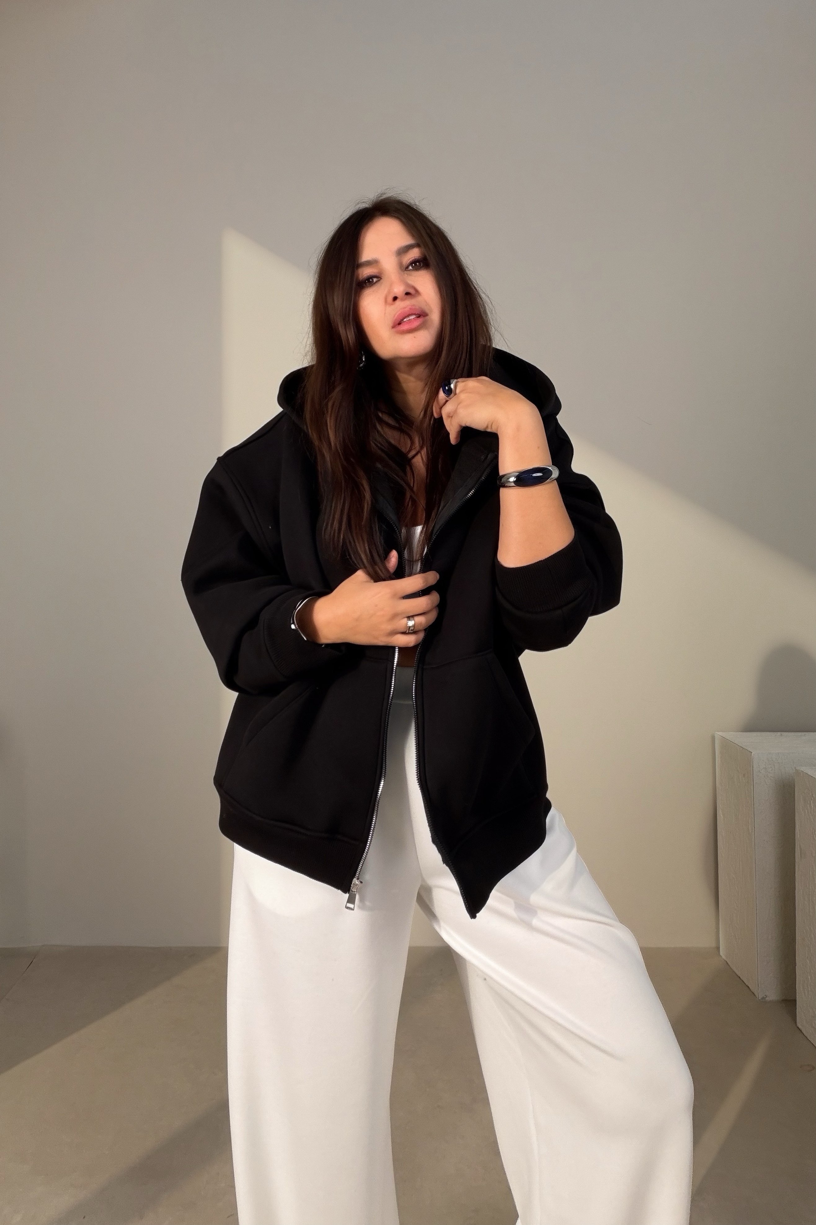 Fermuarlı Sweatshirt SİYAH