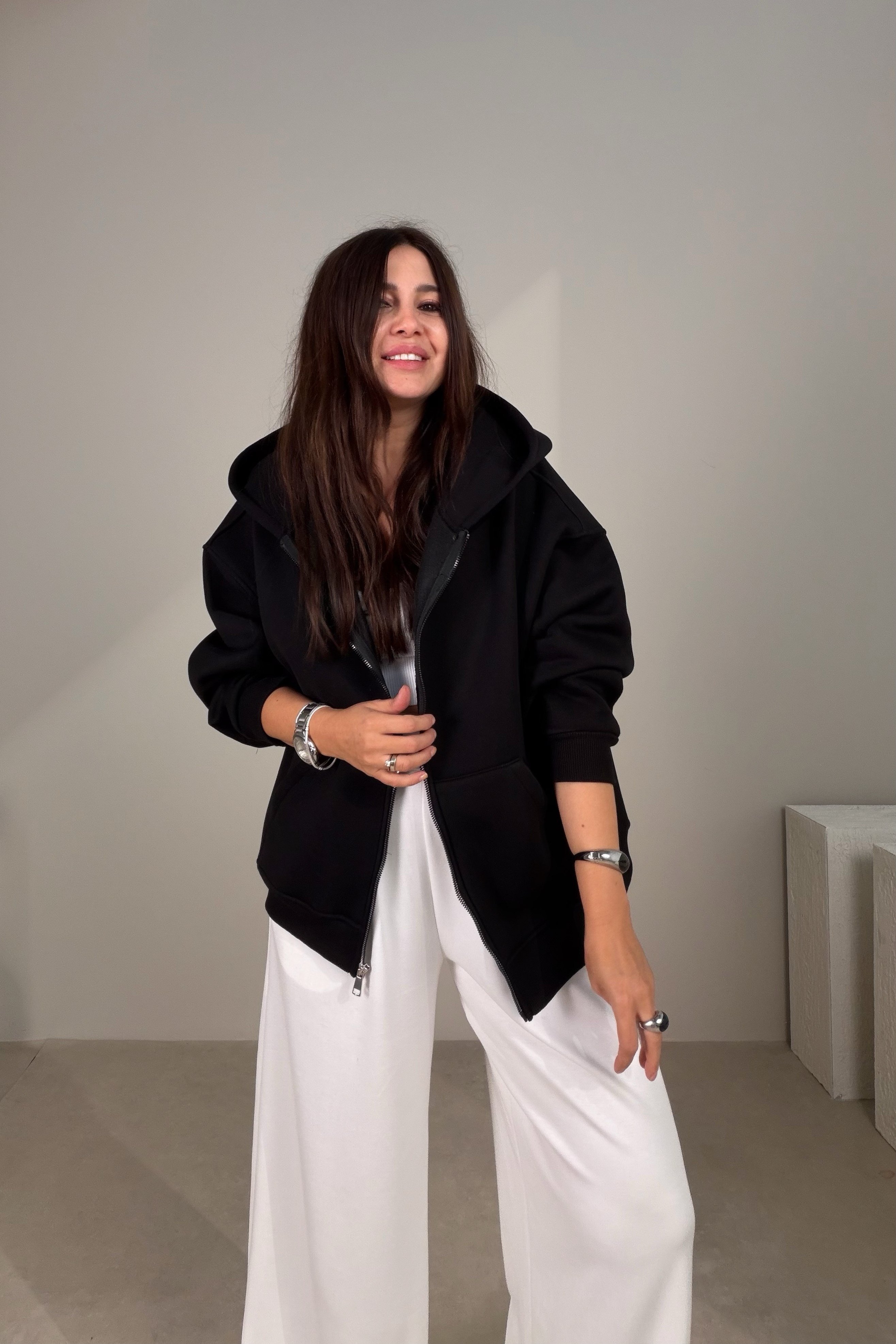 Fermuarlı Sweatshirt SİYAH