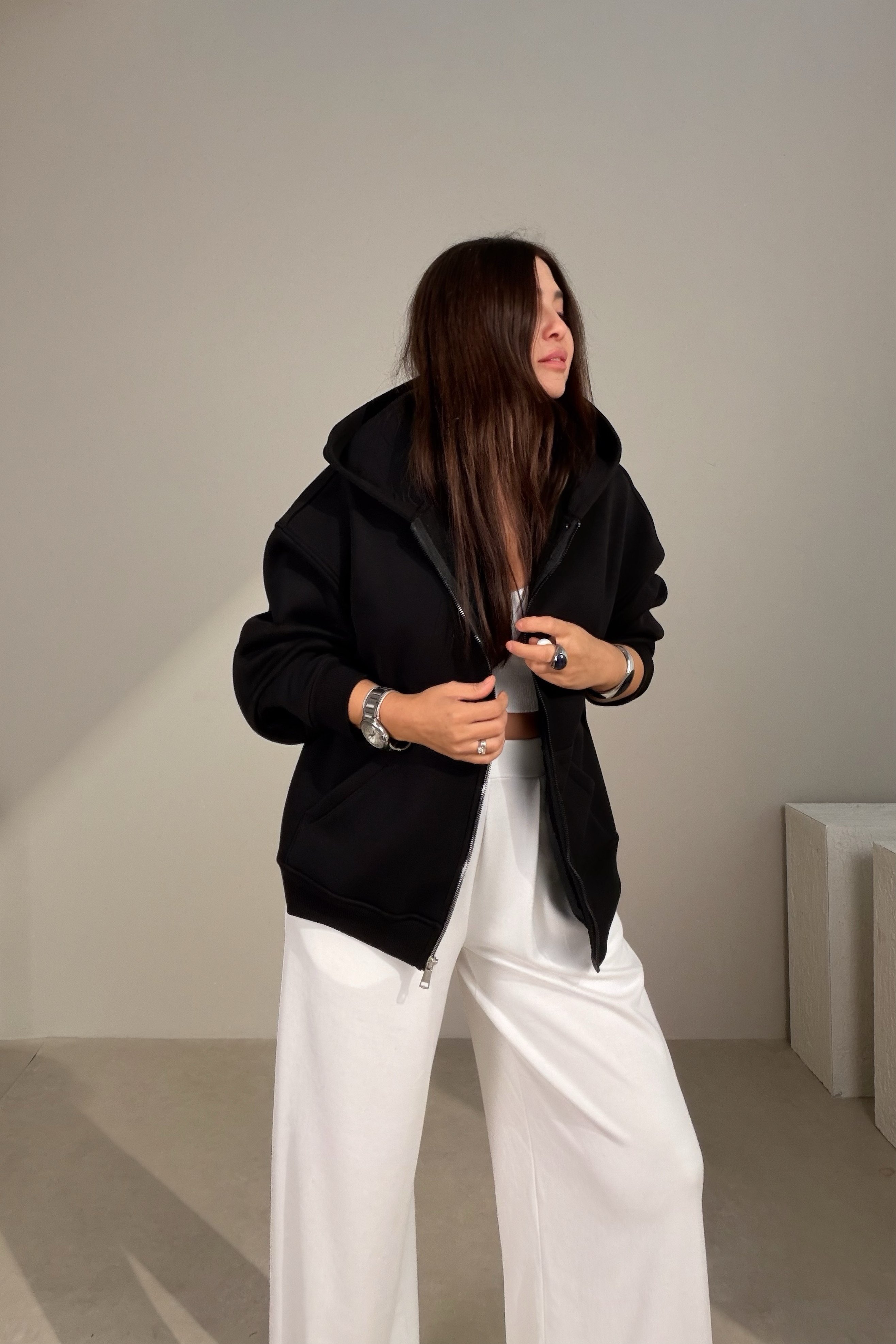 Fermuarlı Sweatshirt SİYAH