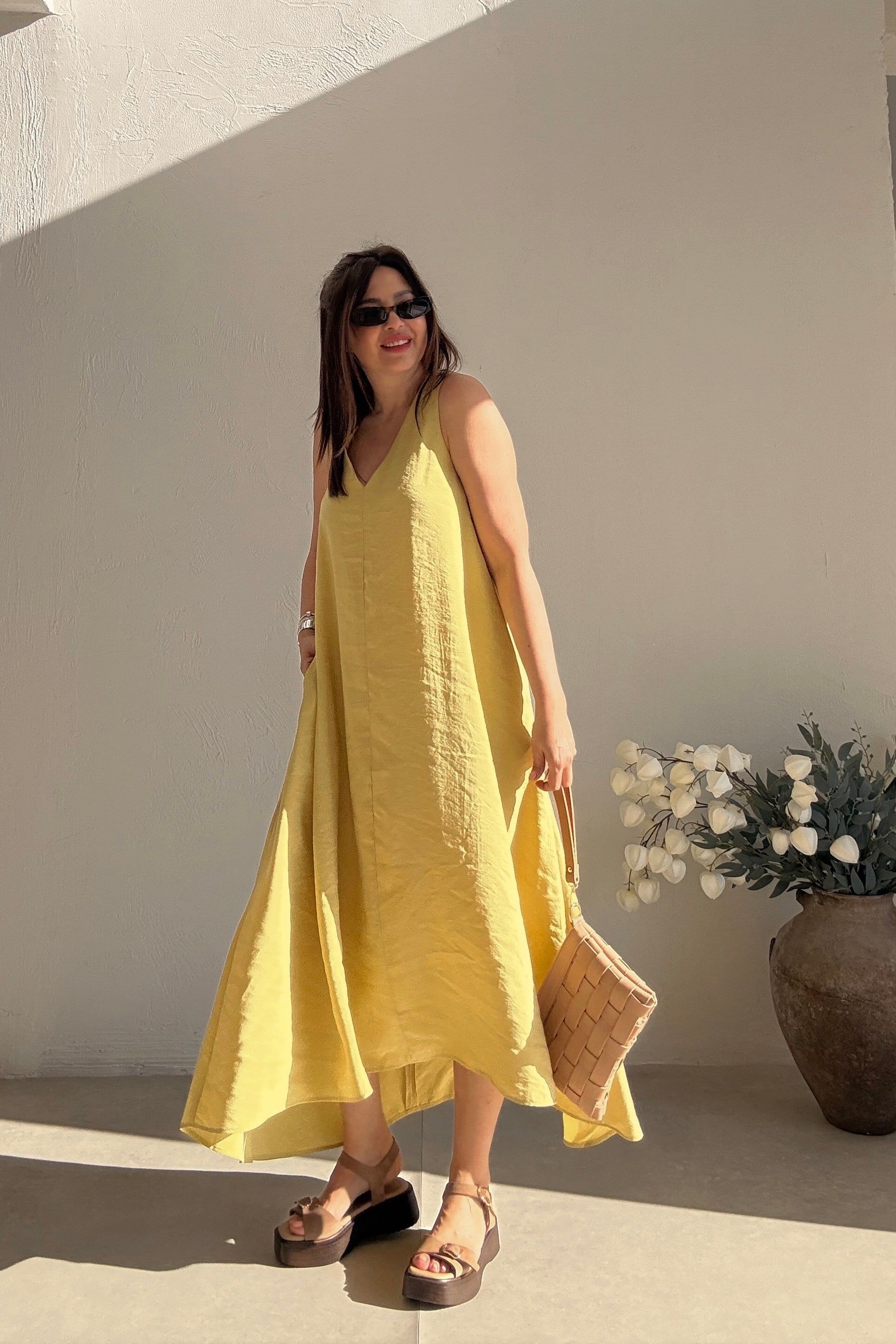 Fıstık Yeşili Uzun Elbise 