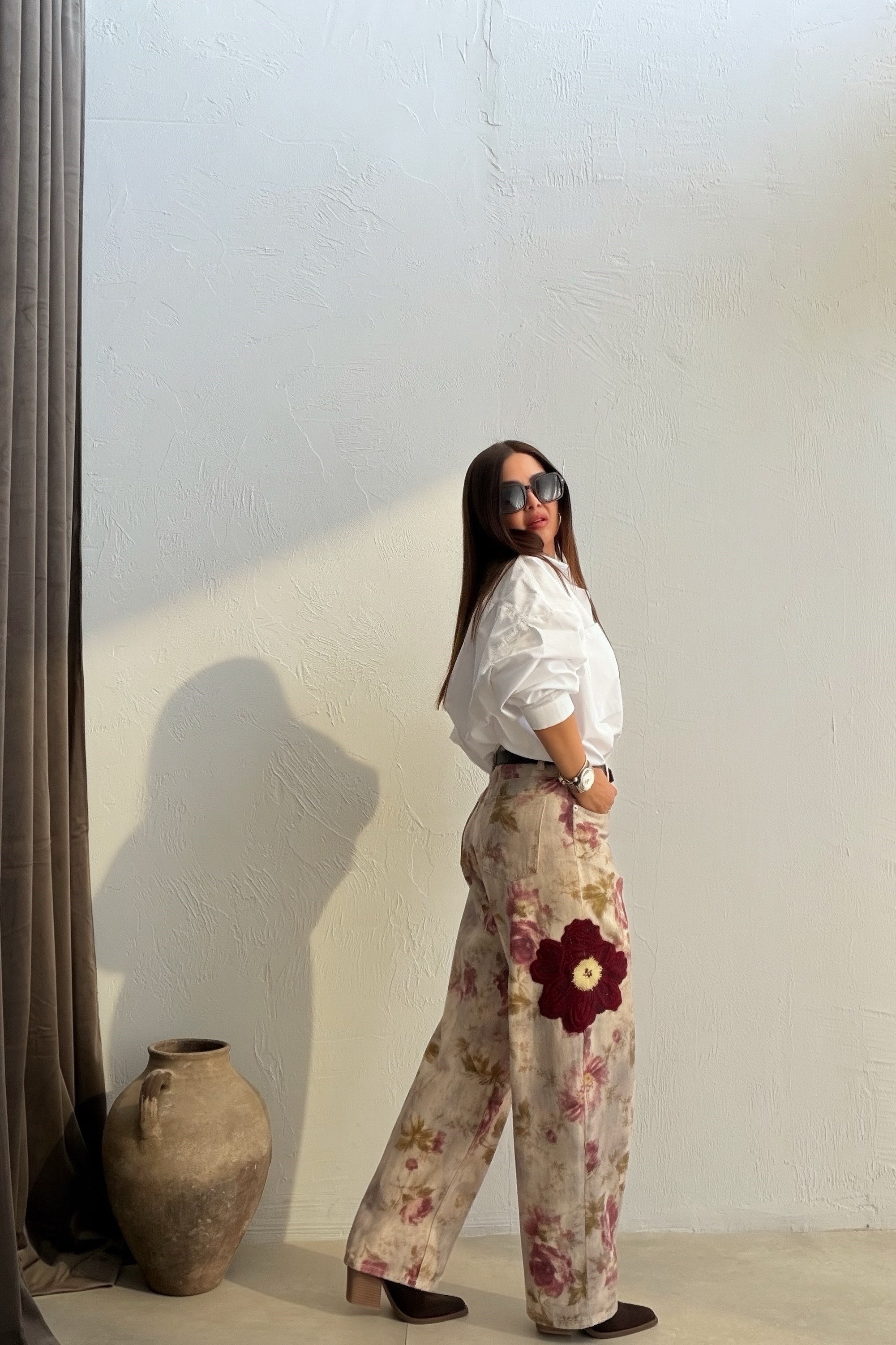 Floral Desenli Jean BEJ