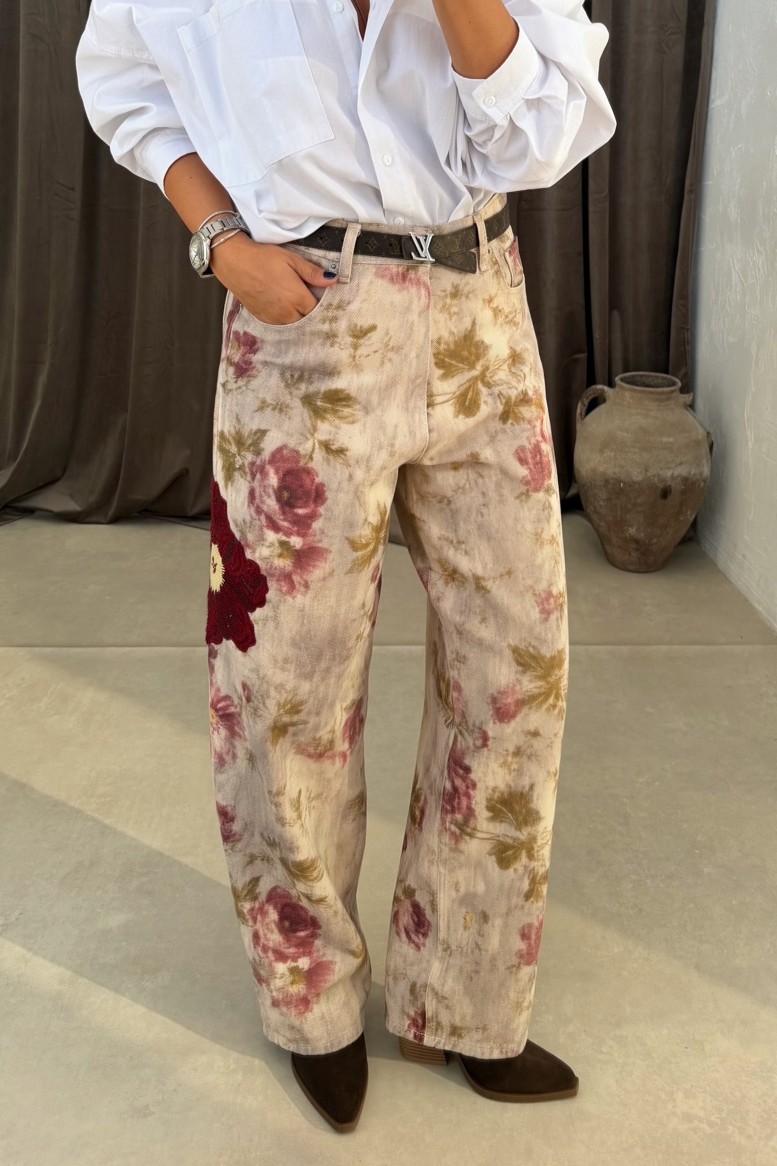 Floral Desenli Jean BEJ