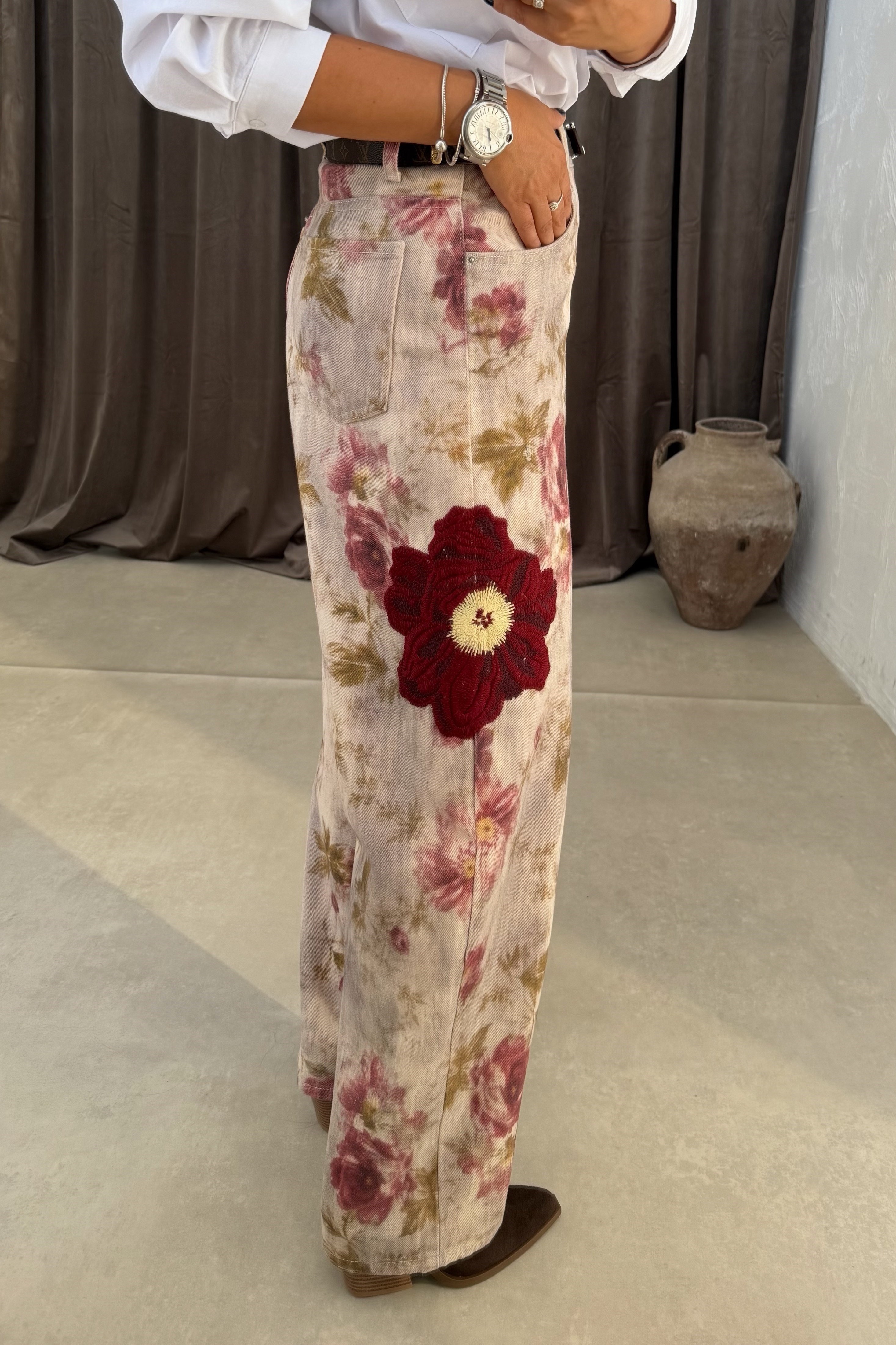 Floral Desenli Jean BEJ