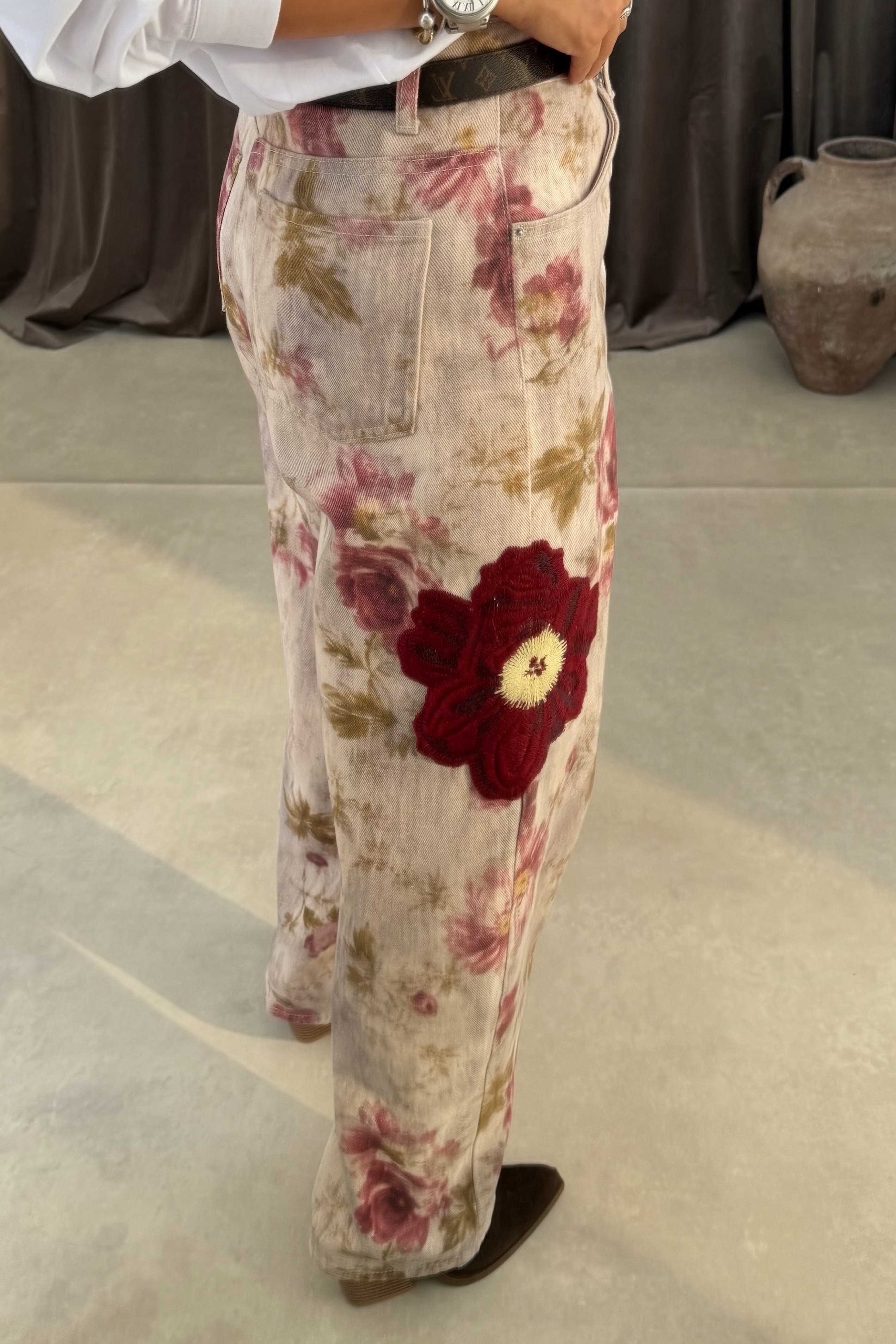 Floral Desenli Jean BEJ