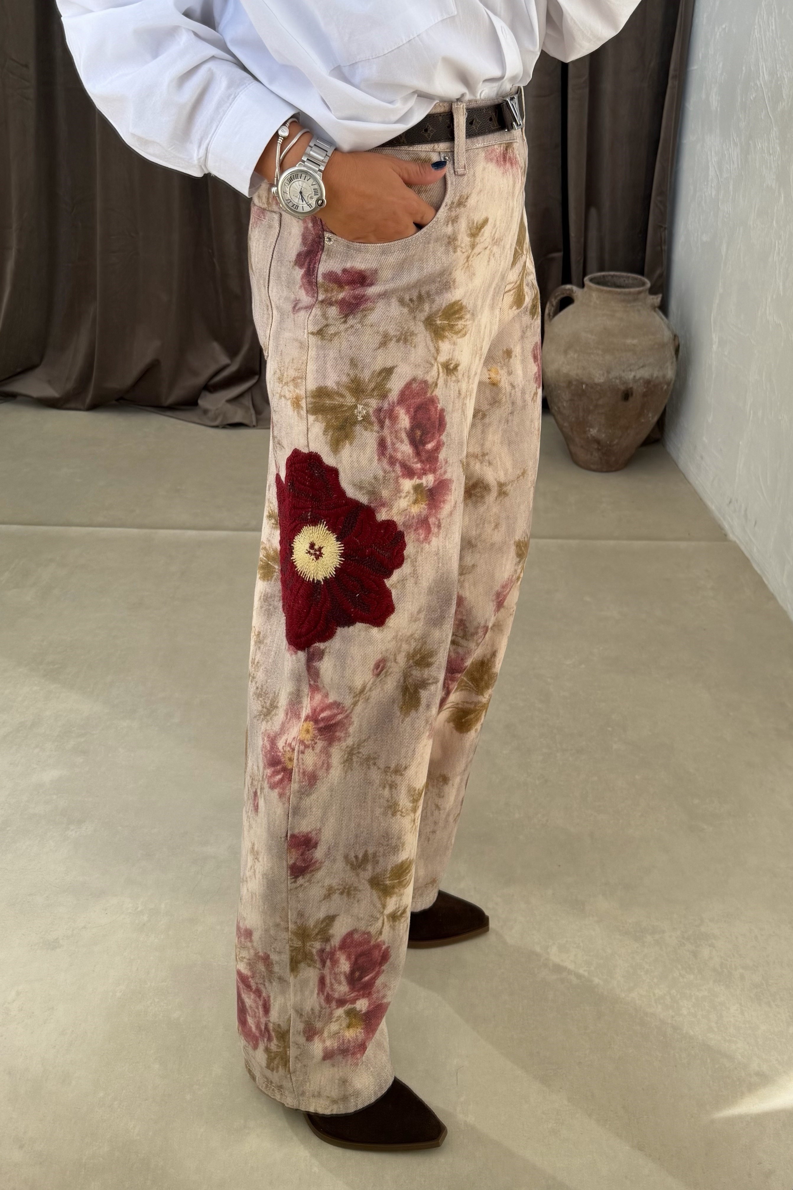 Floral Desenli Jean BEJ