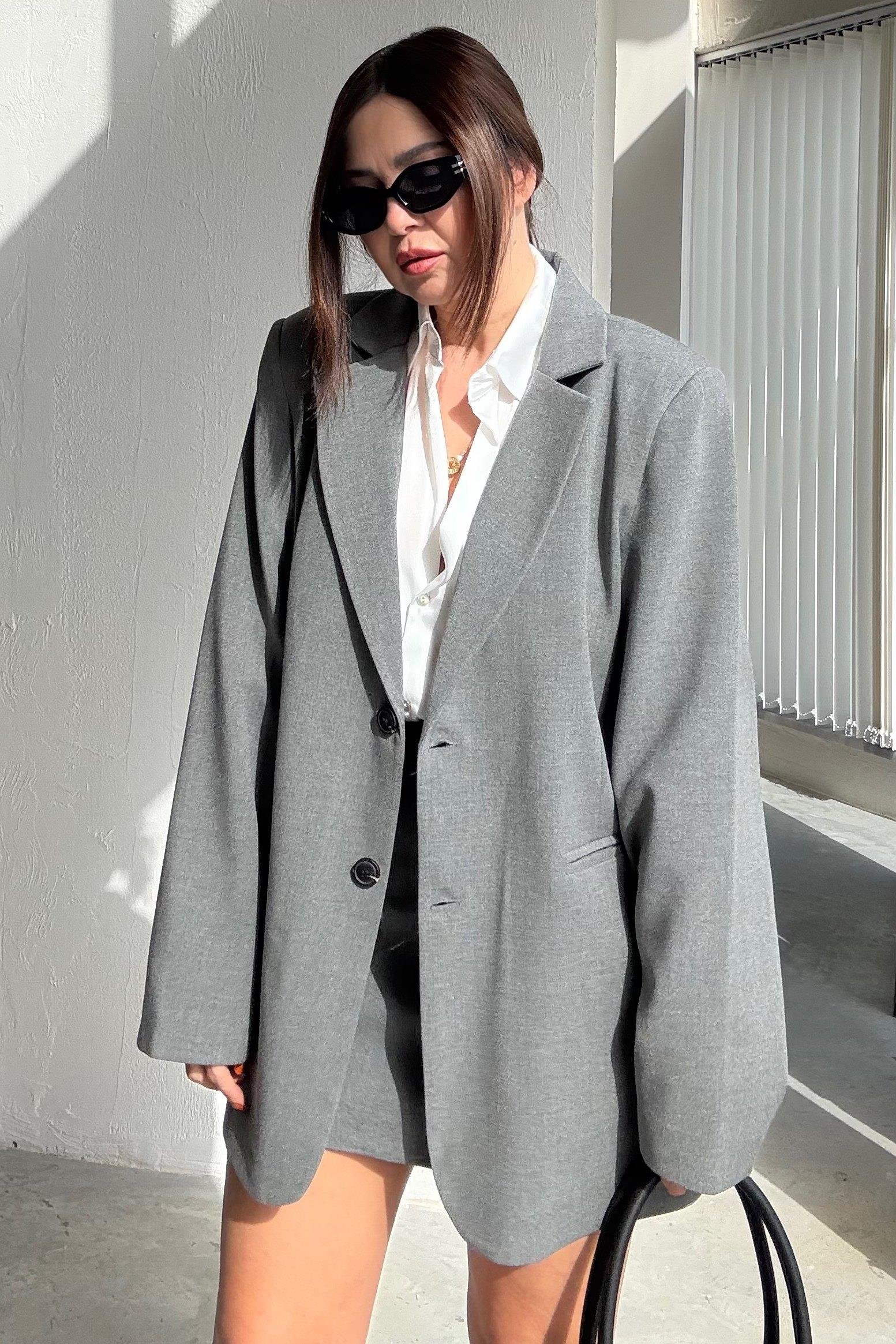 Füme Blazer Ceket Etek Takım 