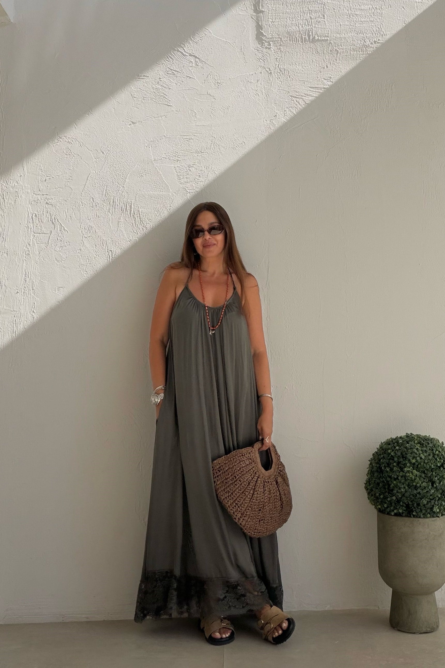 Galina Sırt Dekolteli Elbise HAKİ