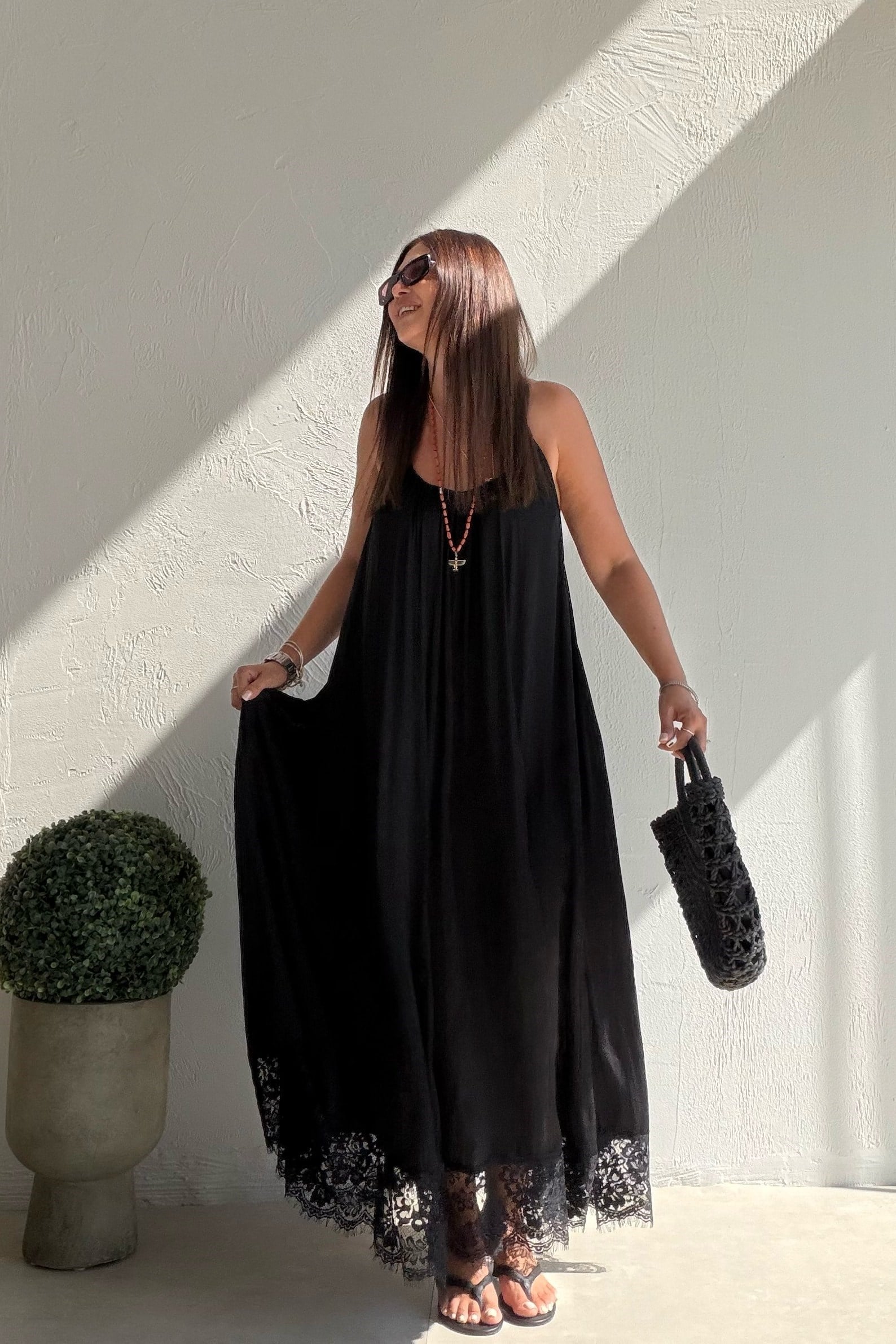 Galina Sırt Dekolteli Elbise SİYAH