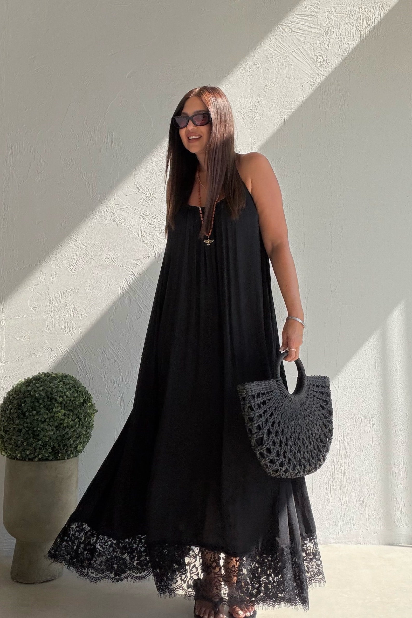 Galina Sırt Dekolteli Elbise SİYAH