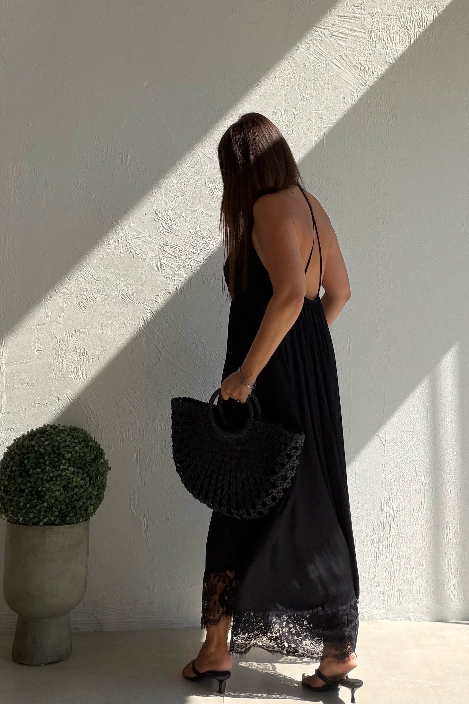 Galina Sırt Dekolteli Elbise SİYAH