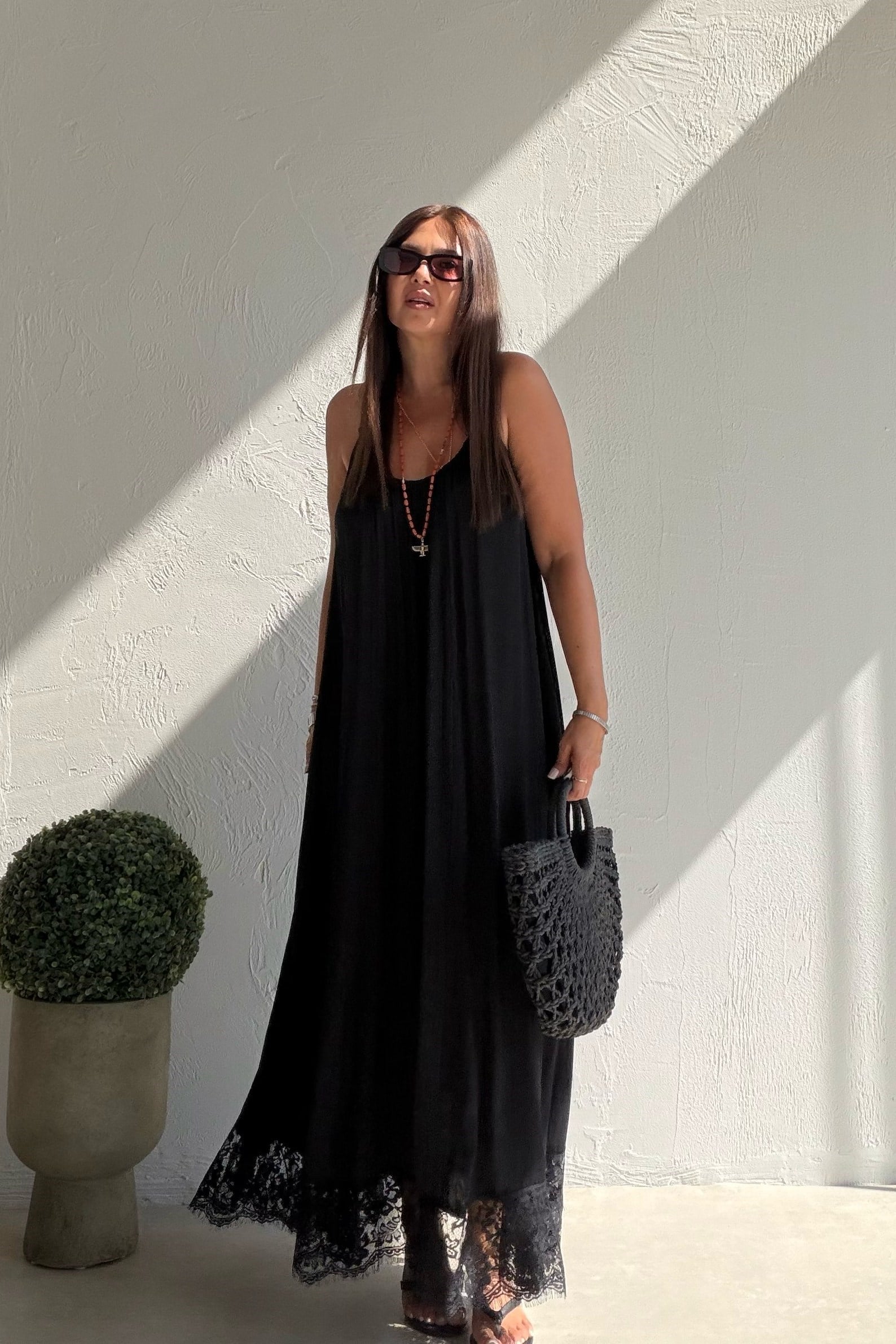 Galina Sırt Dekolteli Elbise SİYAH