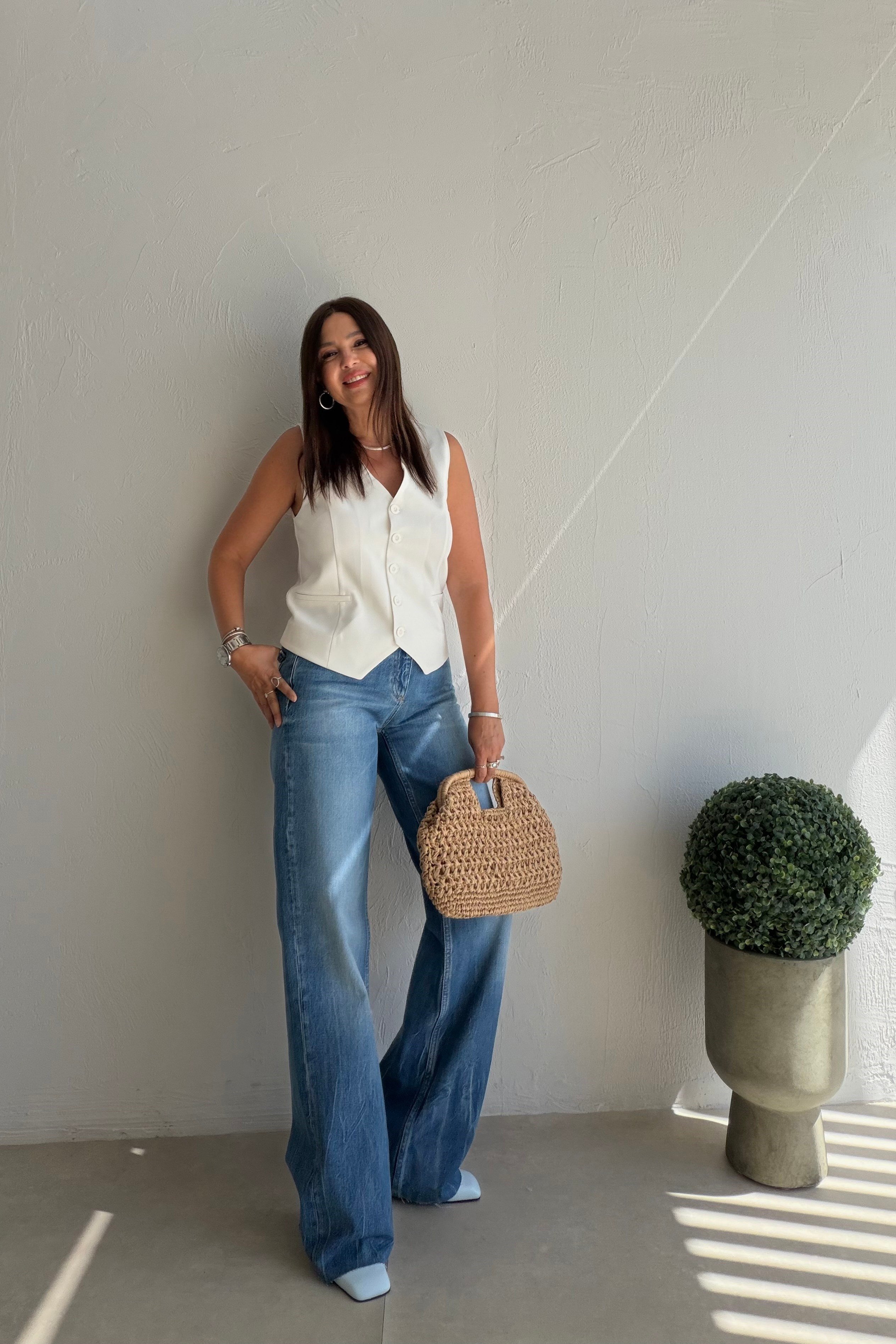 Geniş Paça Denim Pantalon MAVİ