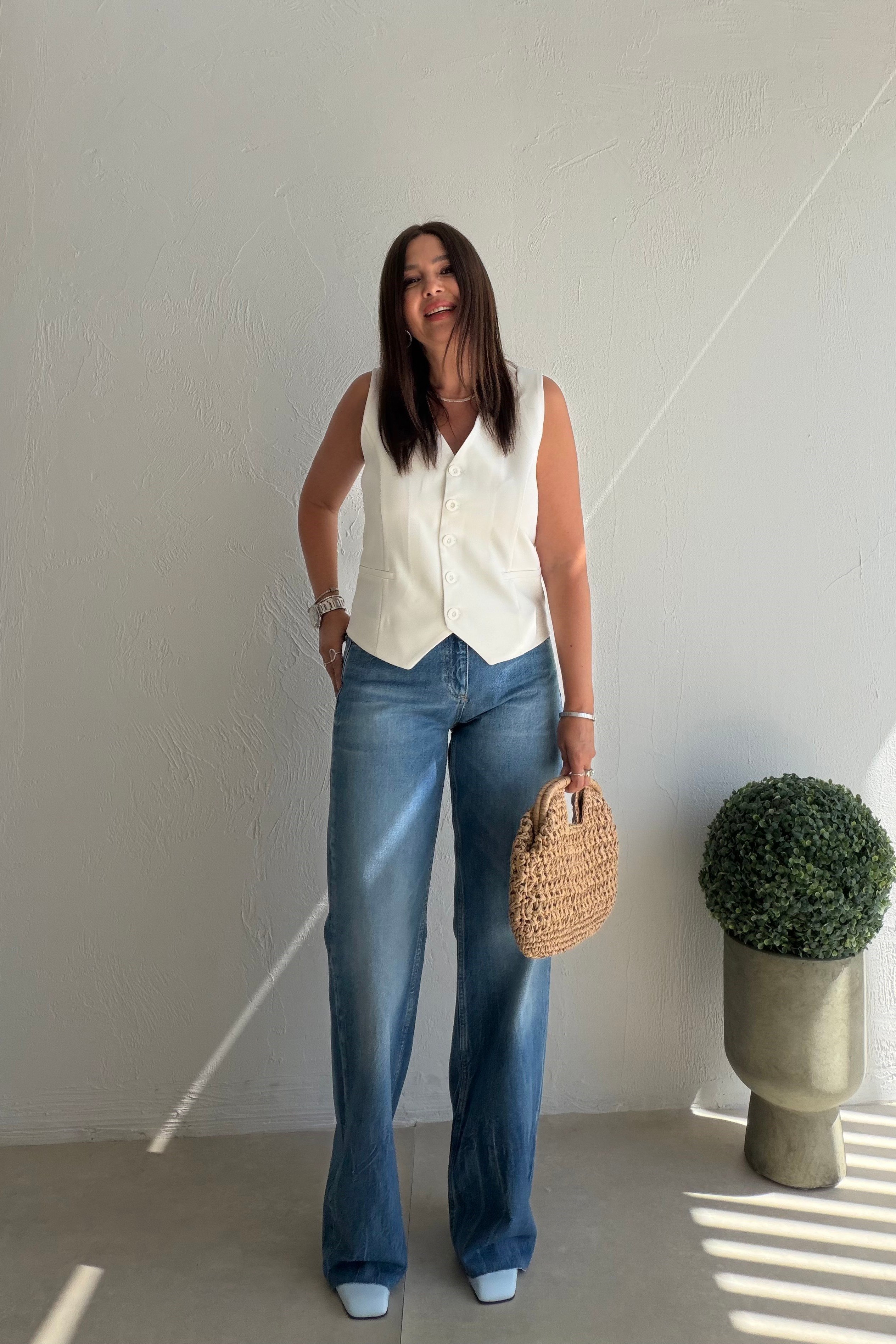 Geniş Paça Denim Pantalon MAVİ