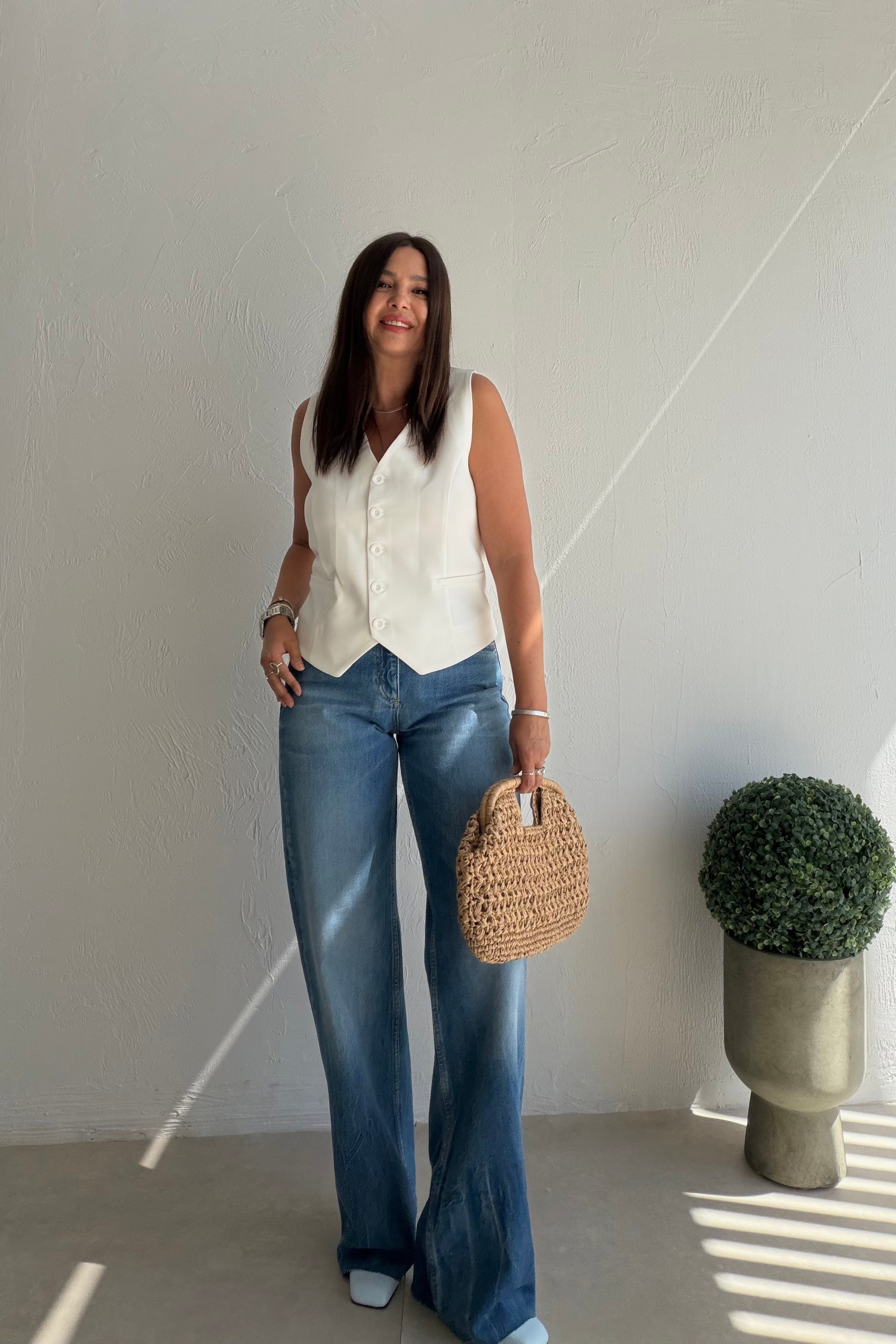 Geniş Paça Denim Pantalon MAVİ