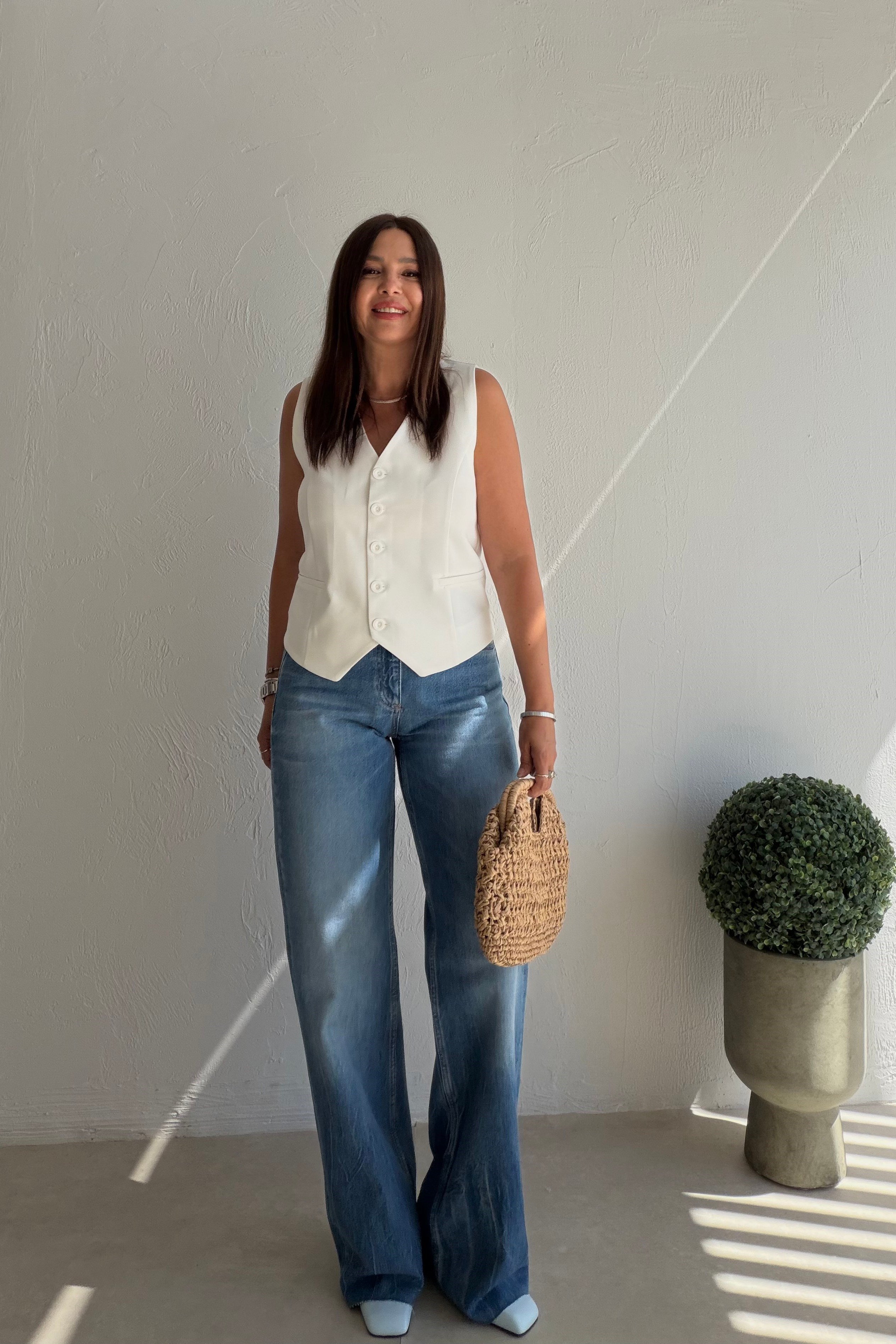 Geniş Paça Denim Pantalon MAVİ