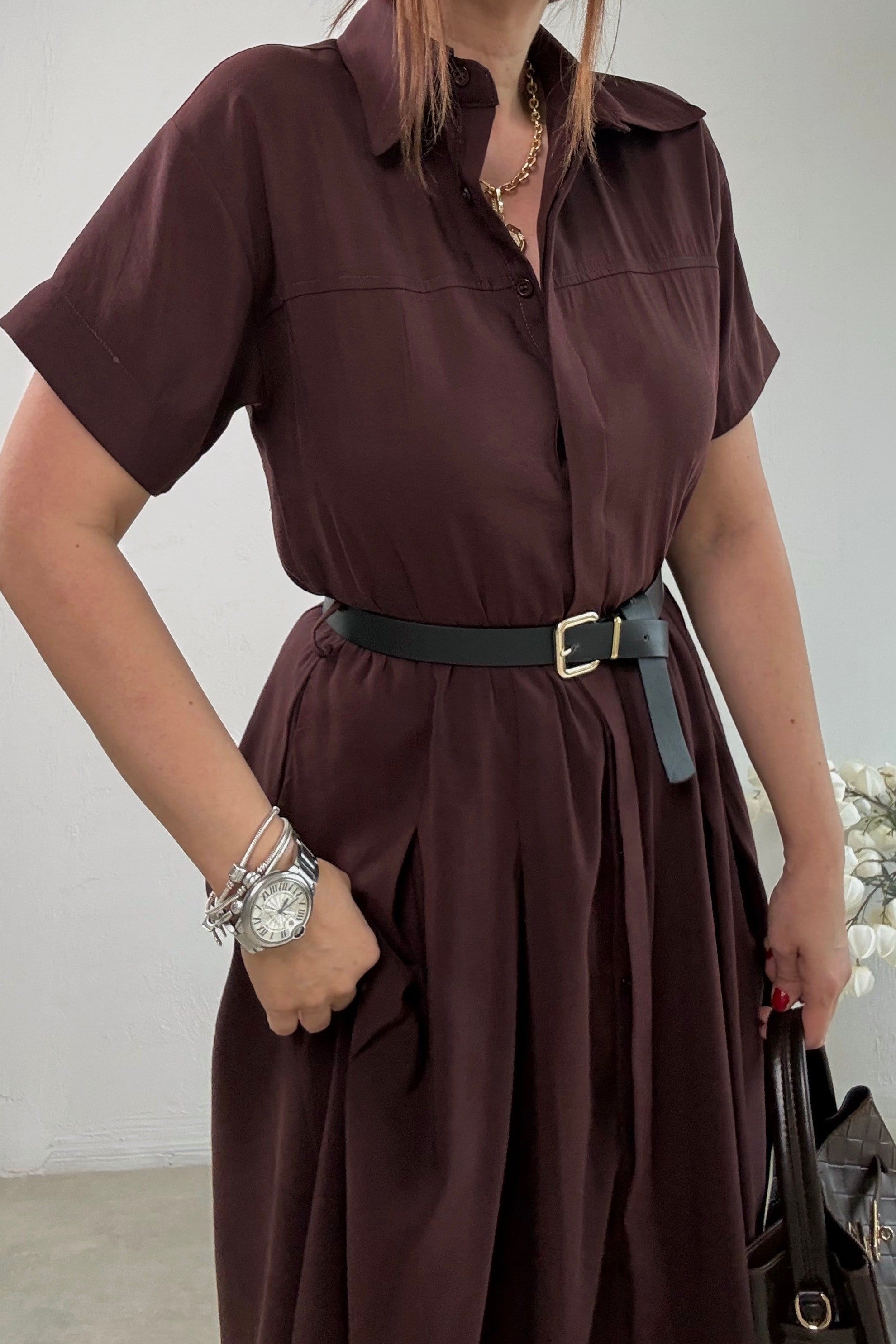 Gömlek Elbise BORDO