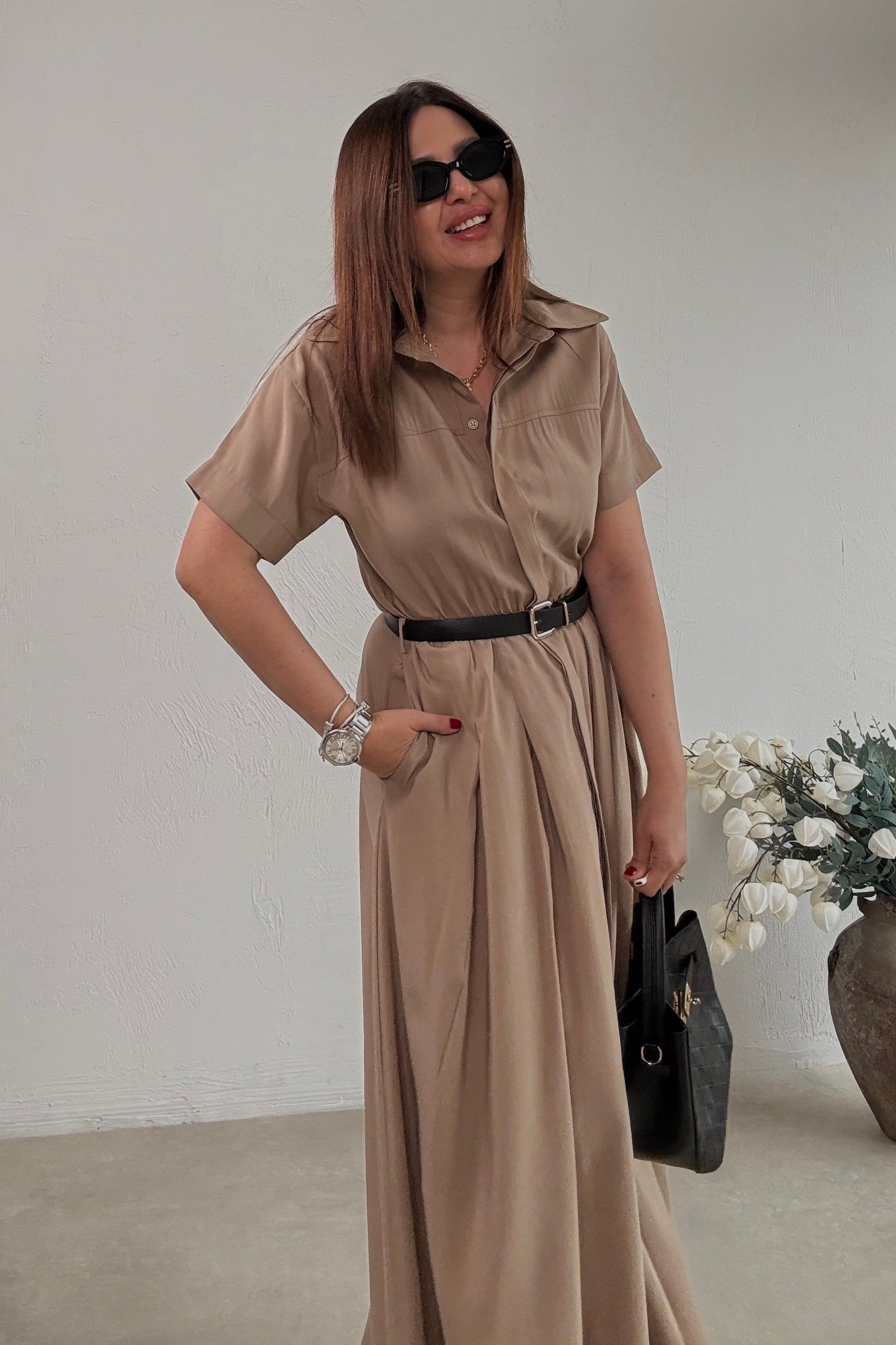 Gömlek Elbise CAMEL