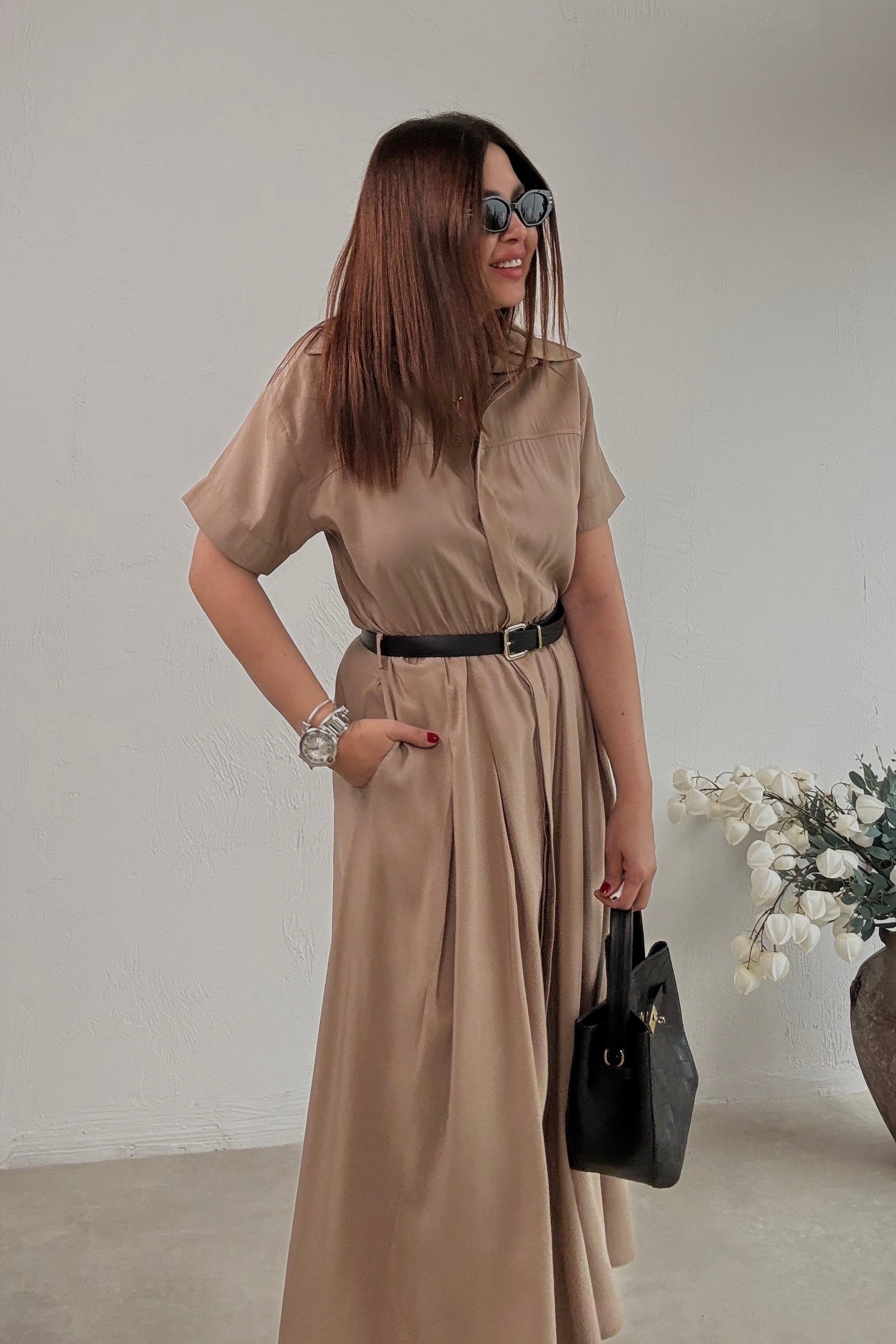 Gömlek Elbise CAMEL