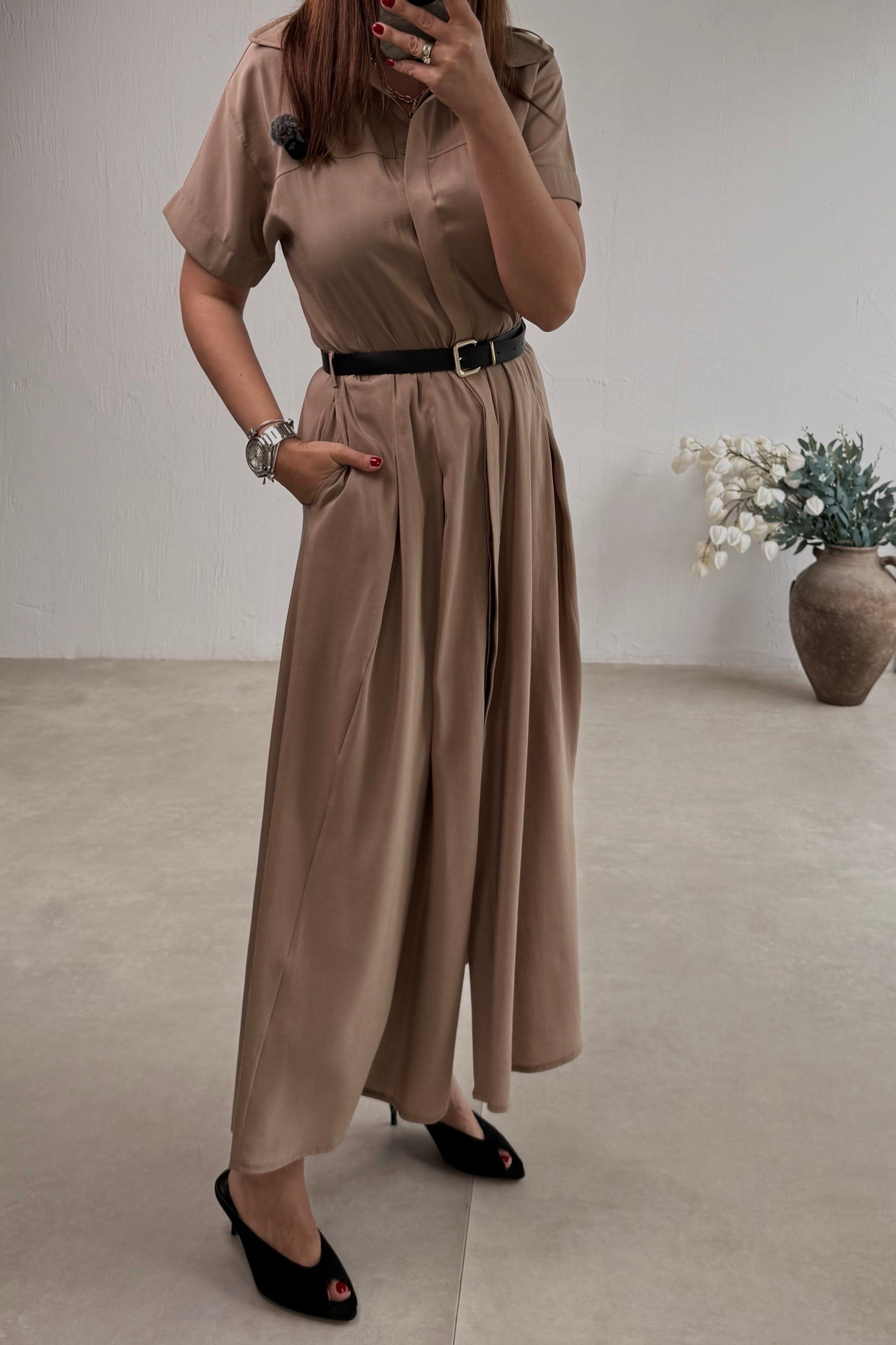 Gömlek Elbise CAMEL