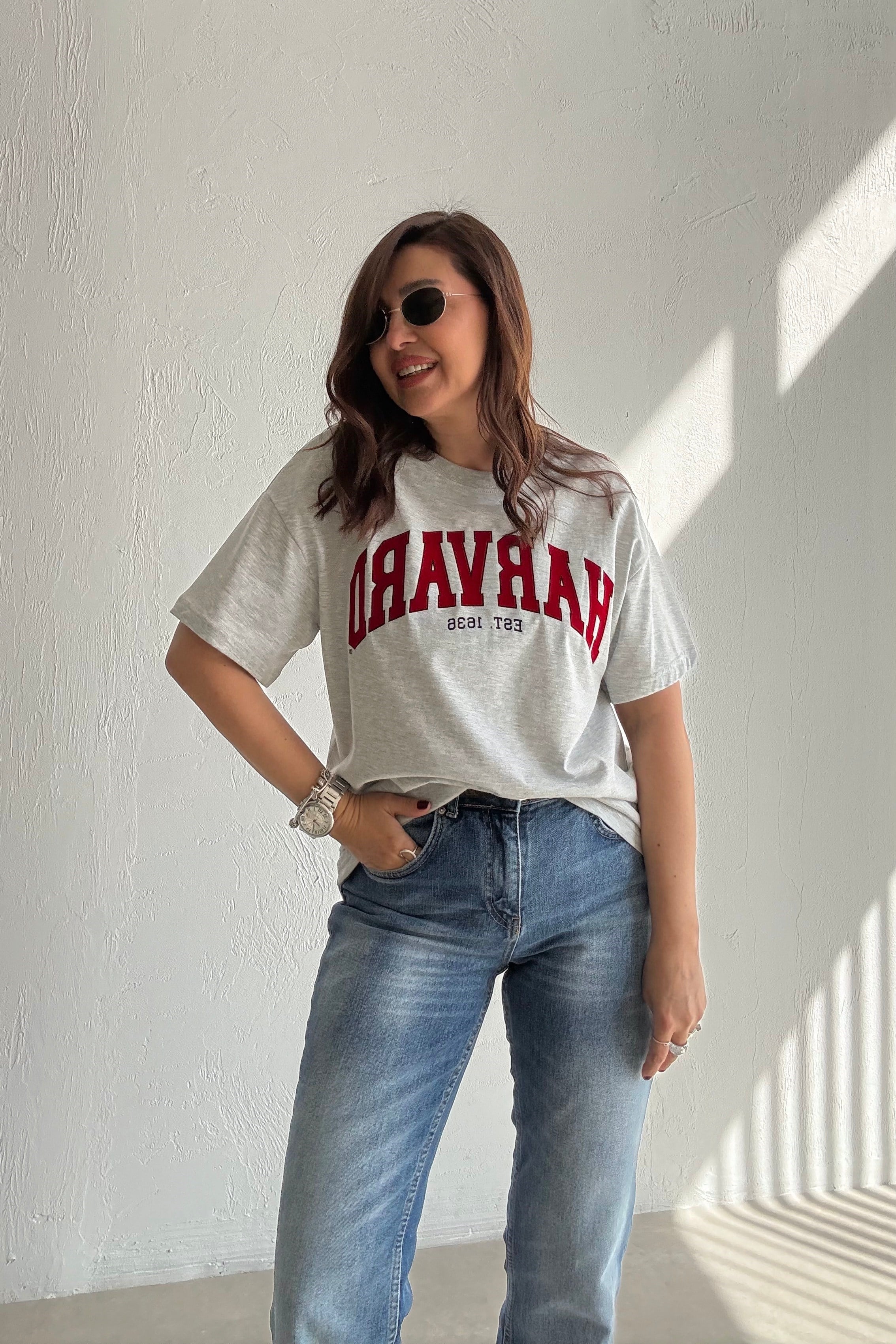 Gri Harvard Tişört 