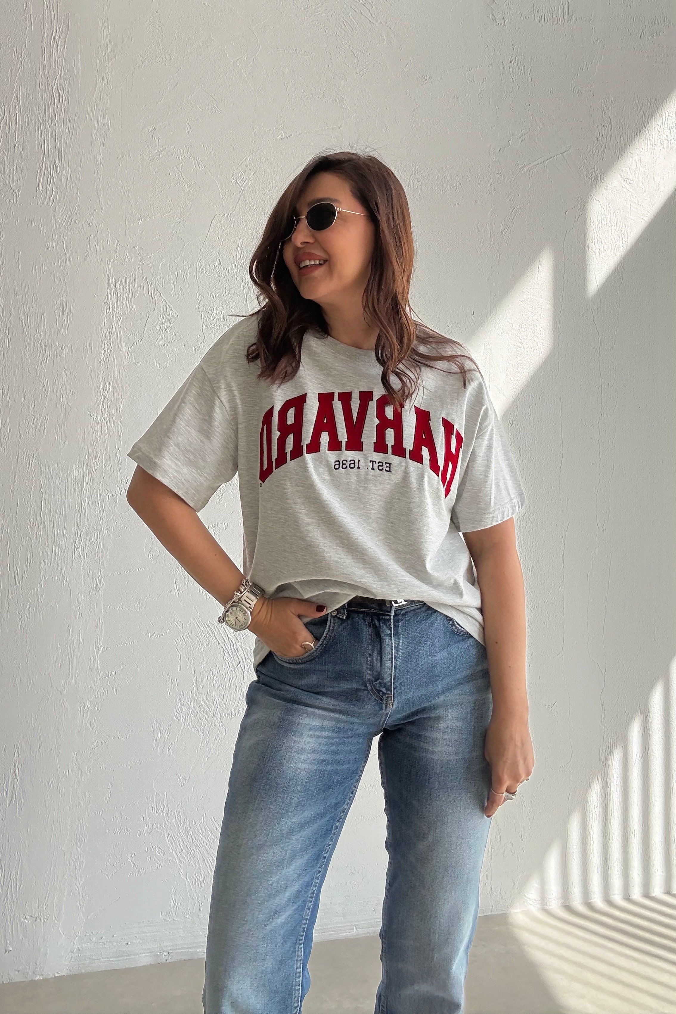 Gri Harvard Tişört 