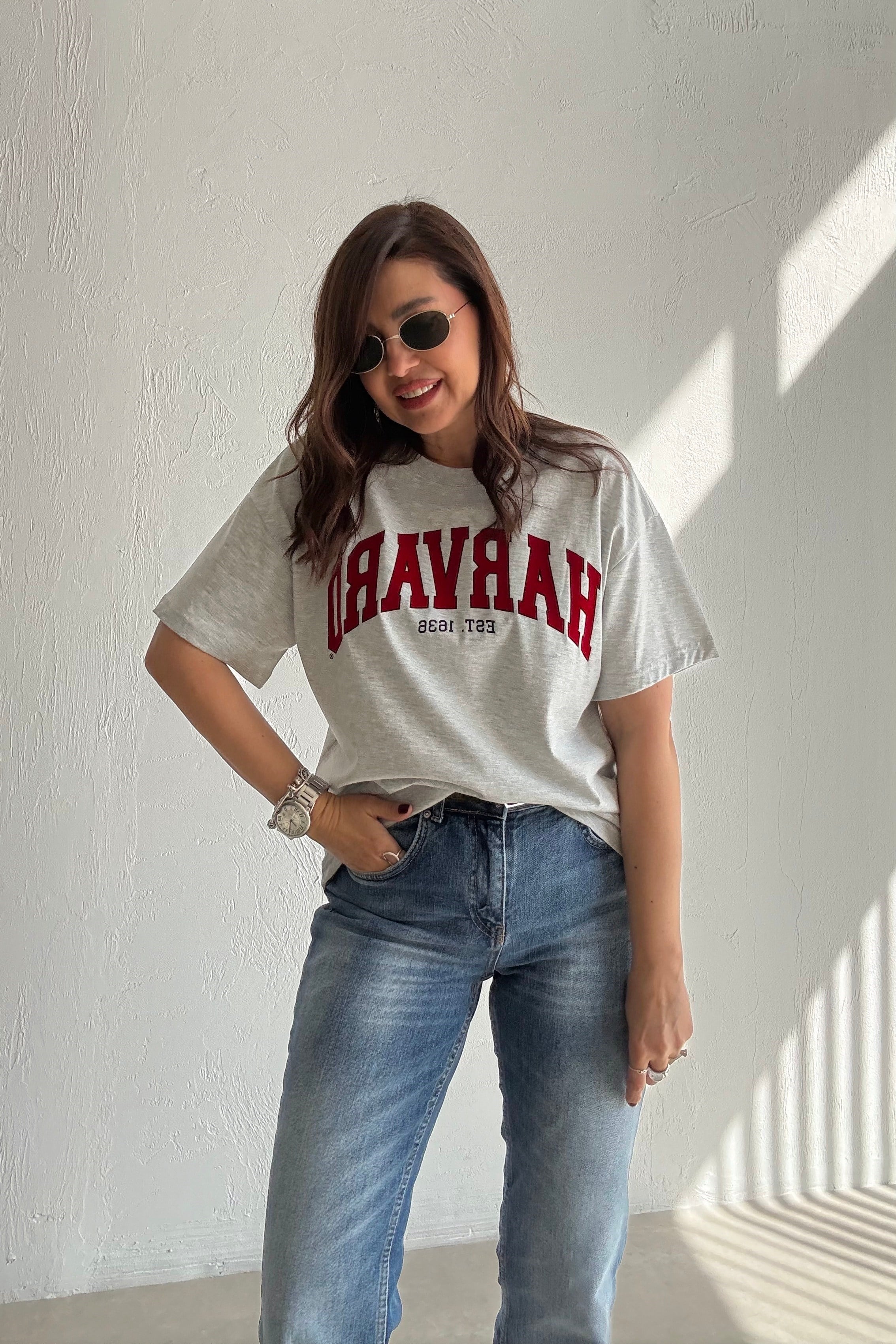 Gri Harvard Tişört 