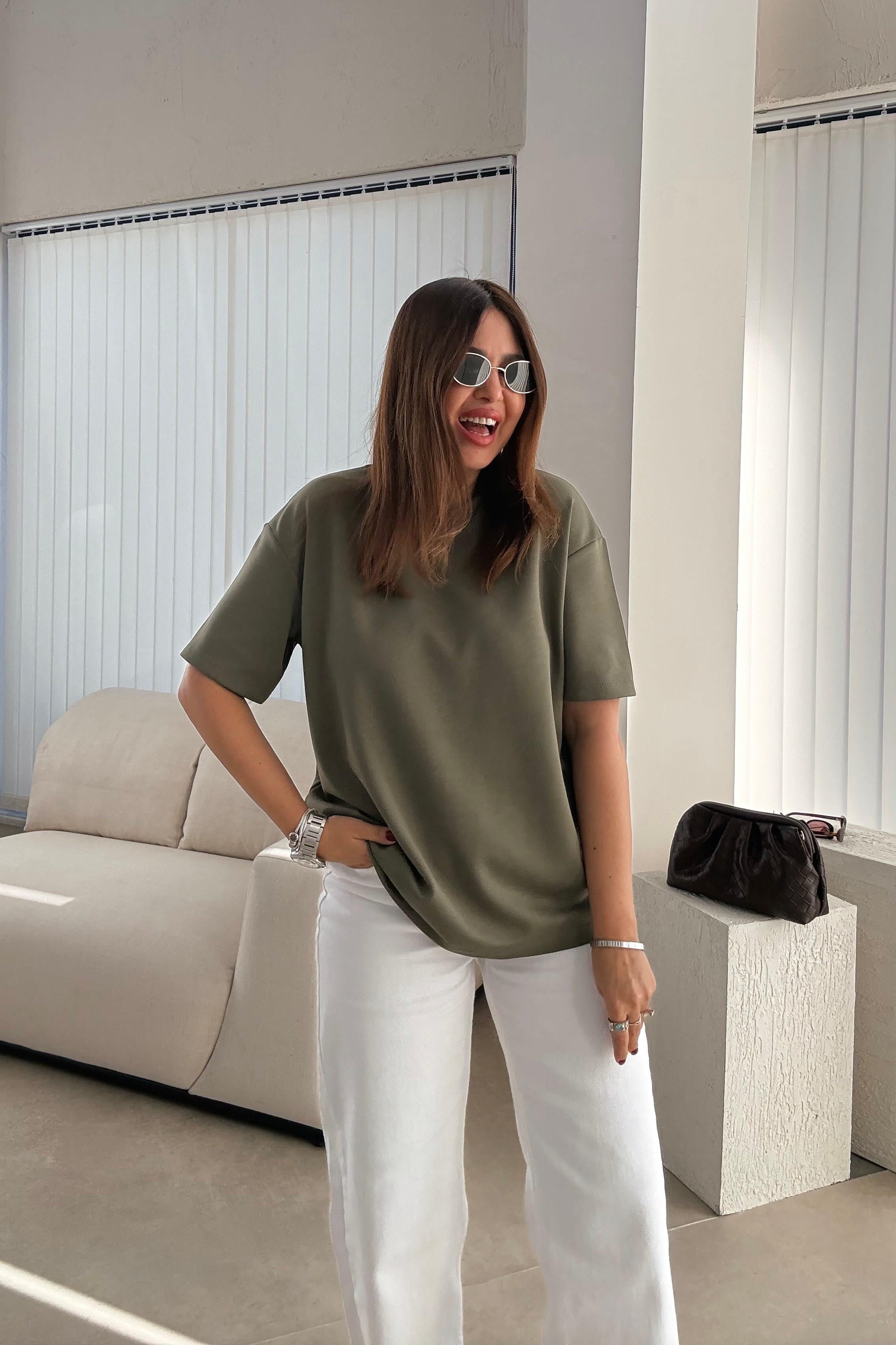 Haki  Modal Basic Tişört 