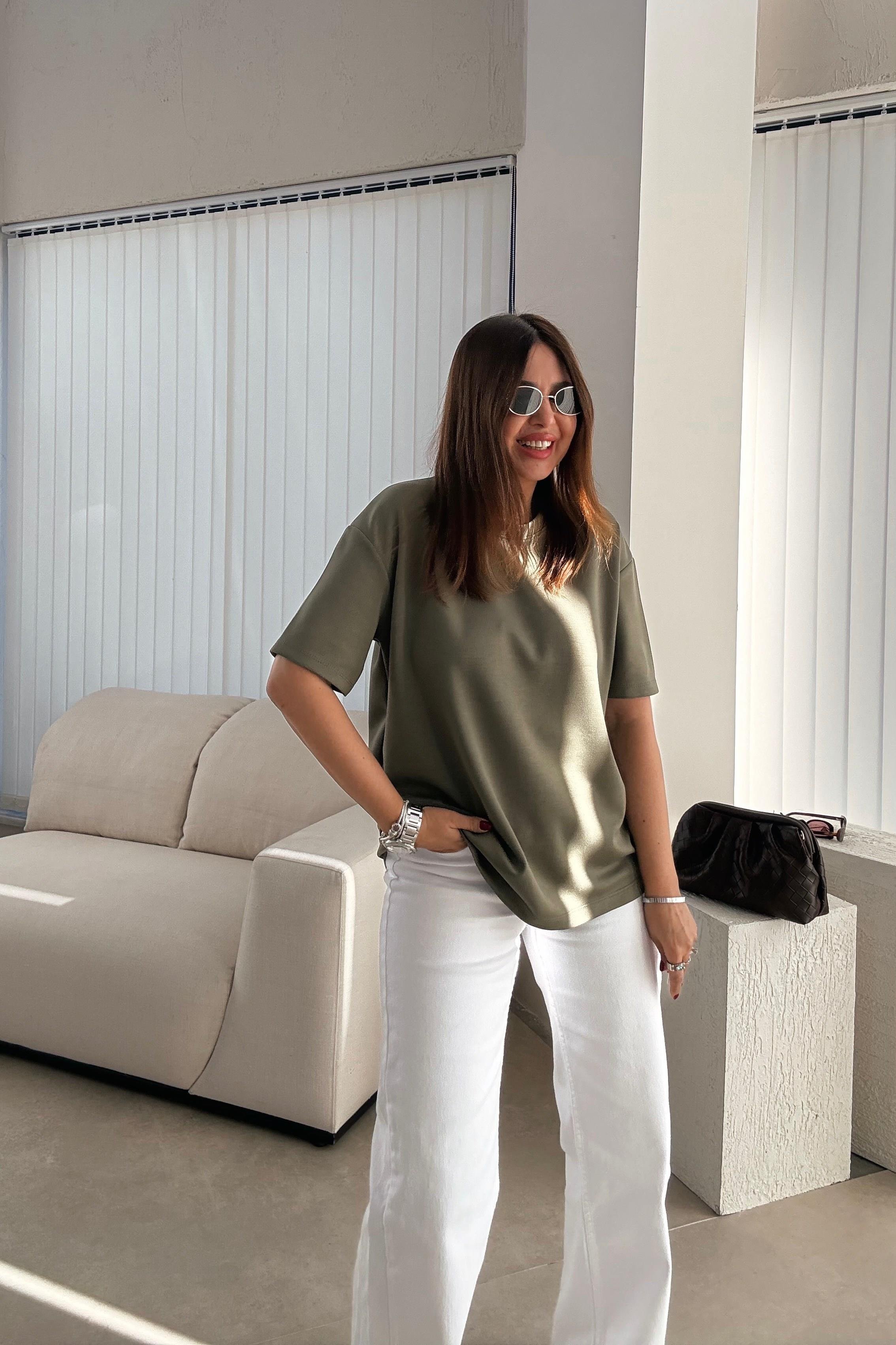 Haki  Modal Basic Tişört 