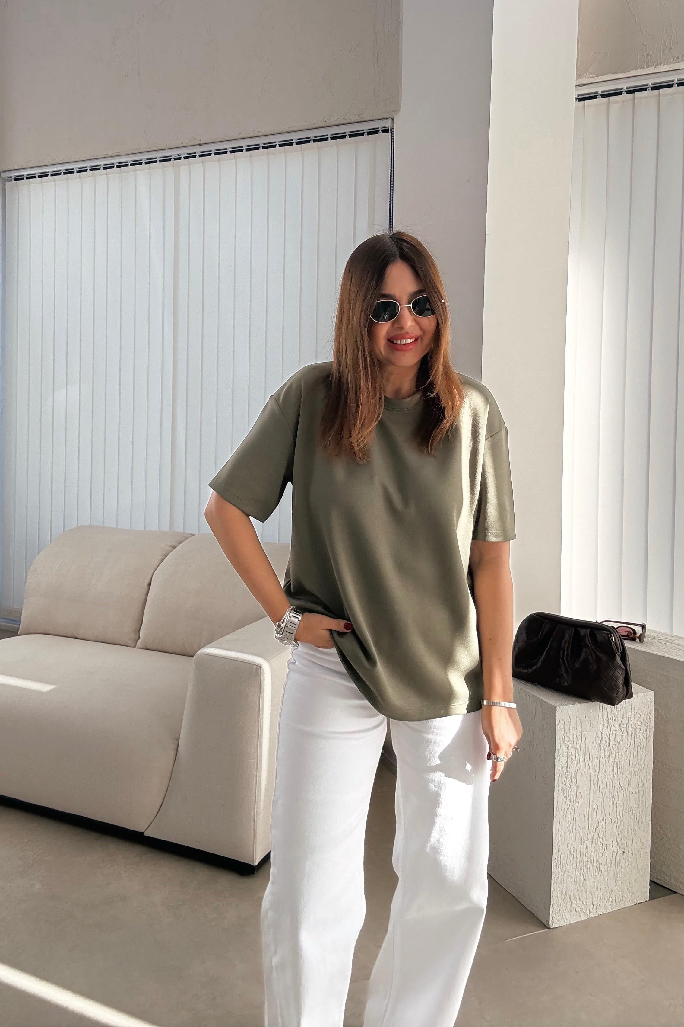 Haki  Modal Basic Tişört 