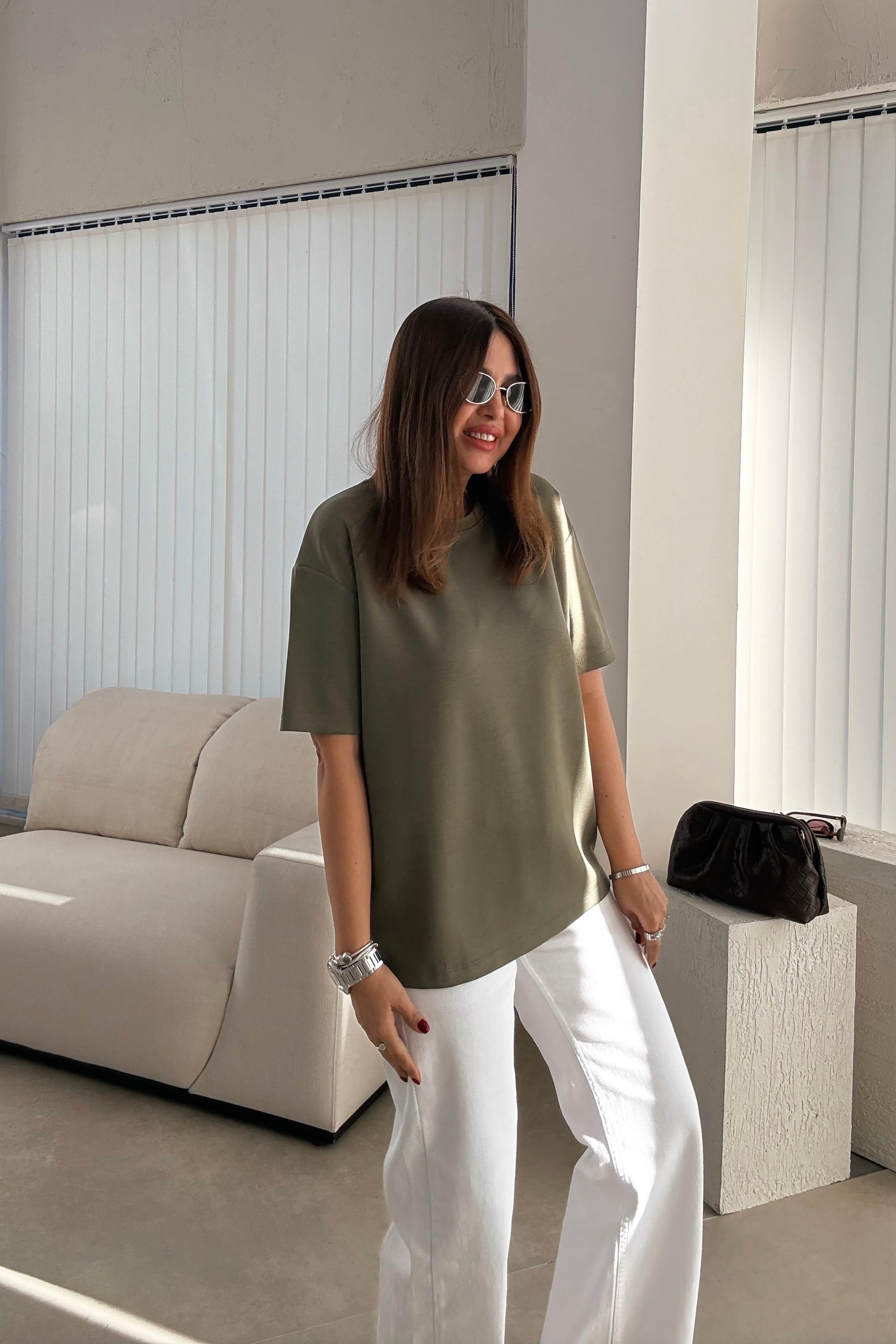 Haki  Modal Basic Tişört 