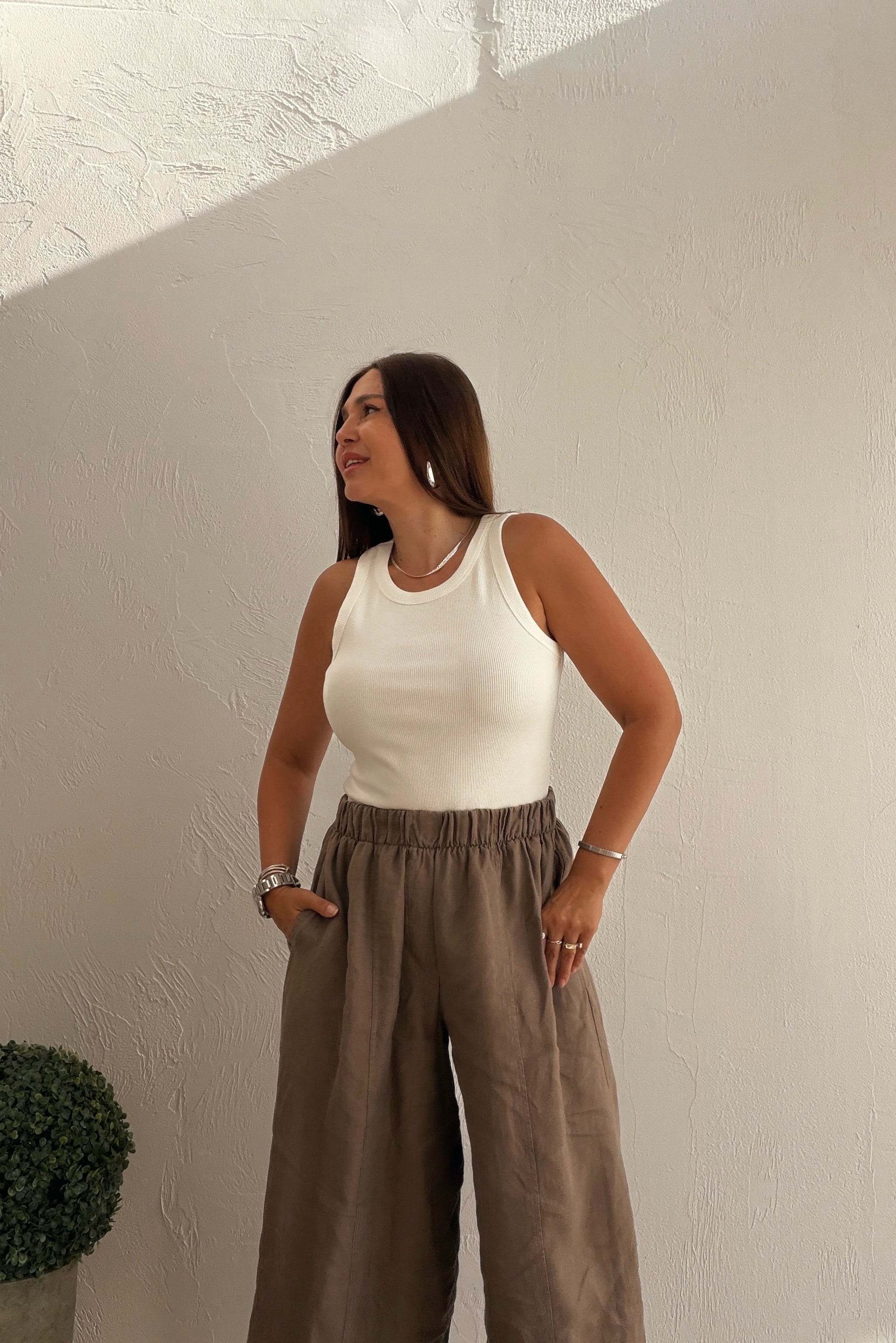 Halter Yaka Fitilli Atlet EKRU