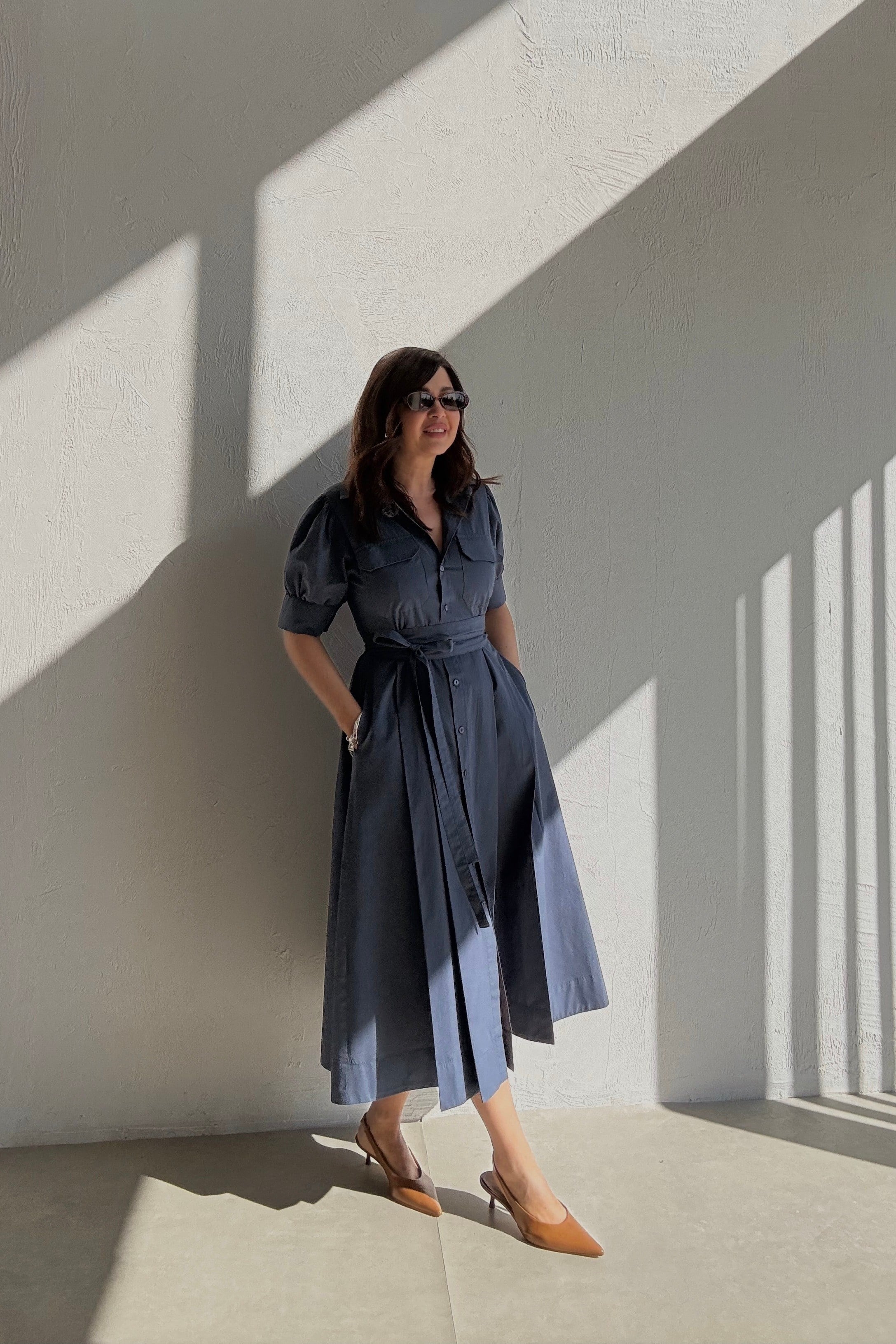 İndigo Gömlek Elbise 