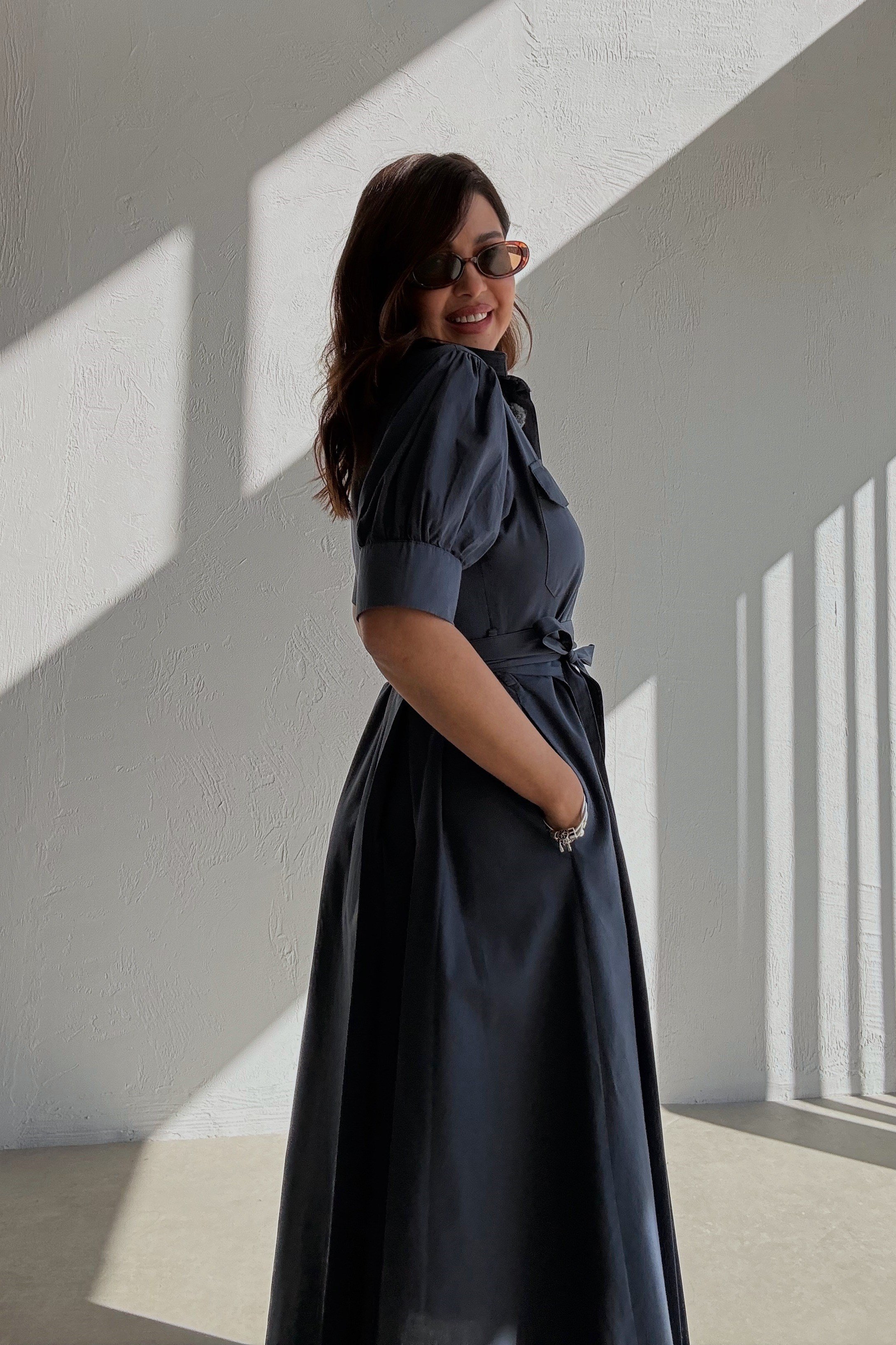 İndigo Gömlek Elbise 