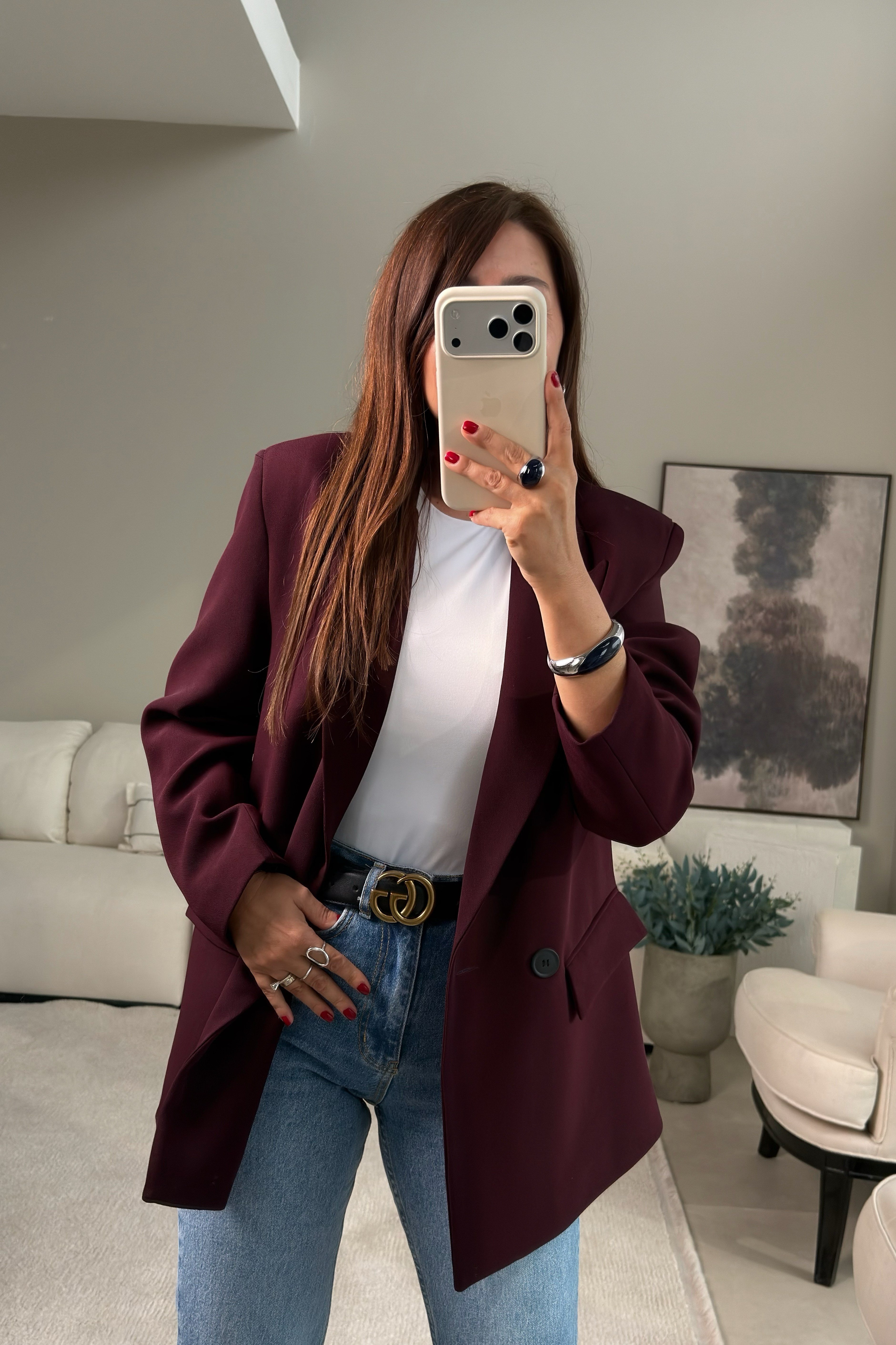 Kapak Cepli Blazer Ceket BORDO
