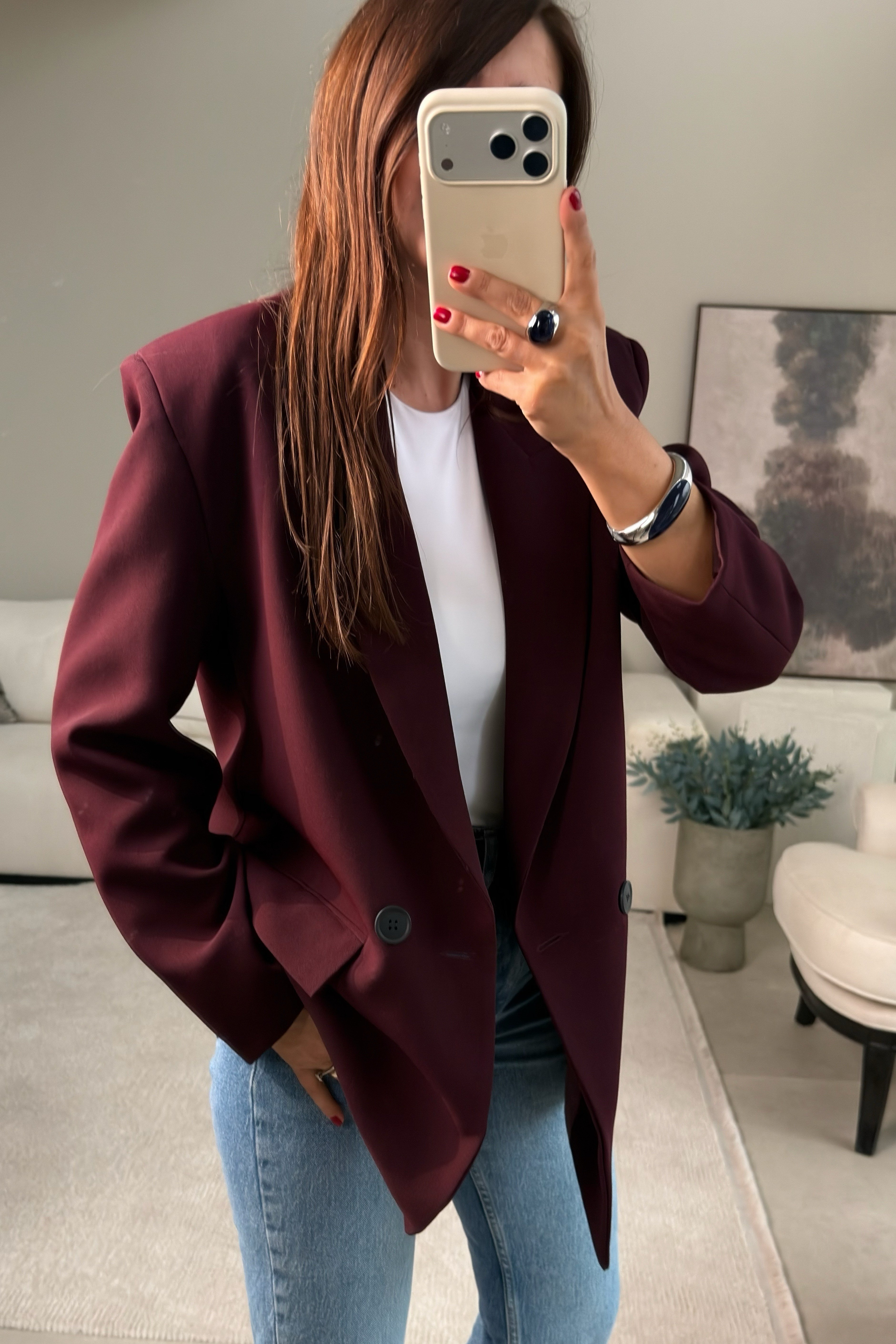 Kapak Cepli Blazer Ceket BORDO