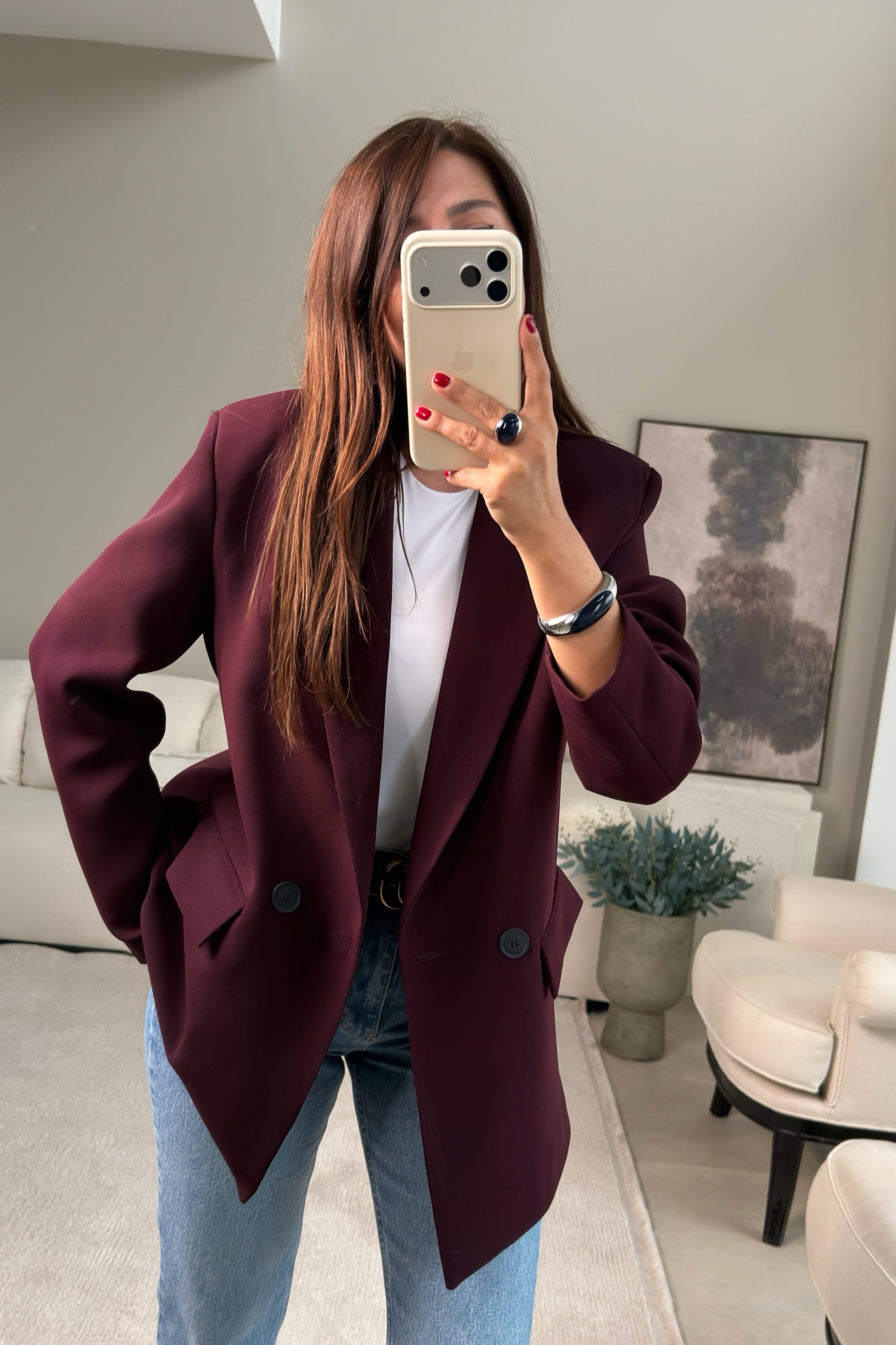 Kapak Cepli Blazer Ceket BORDO