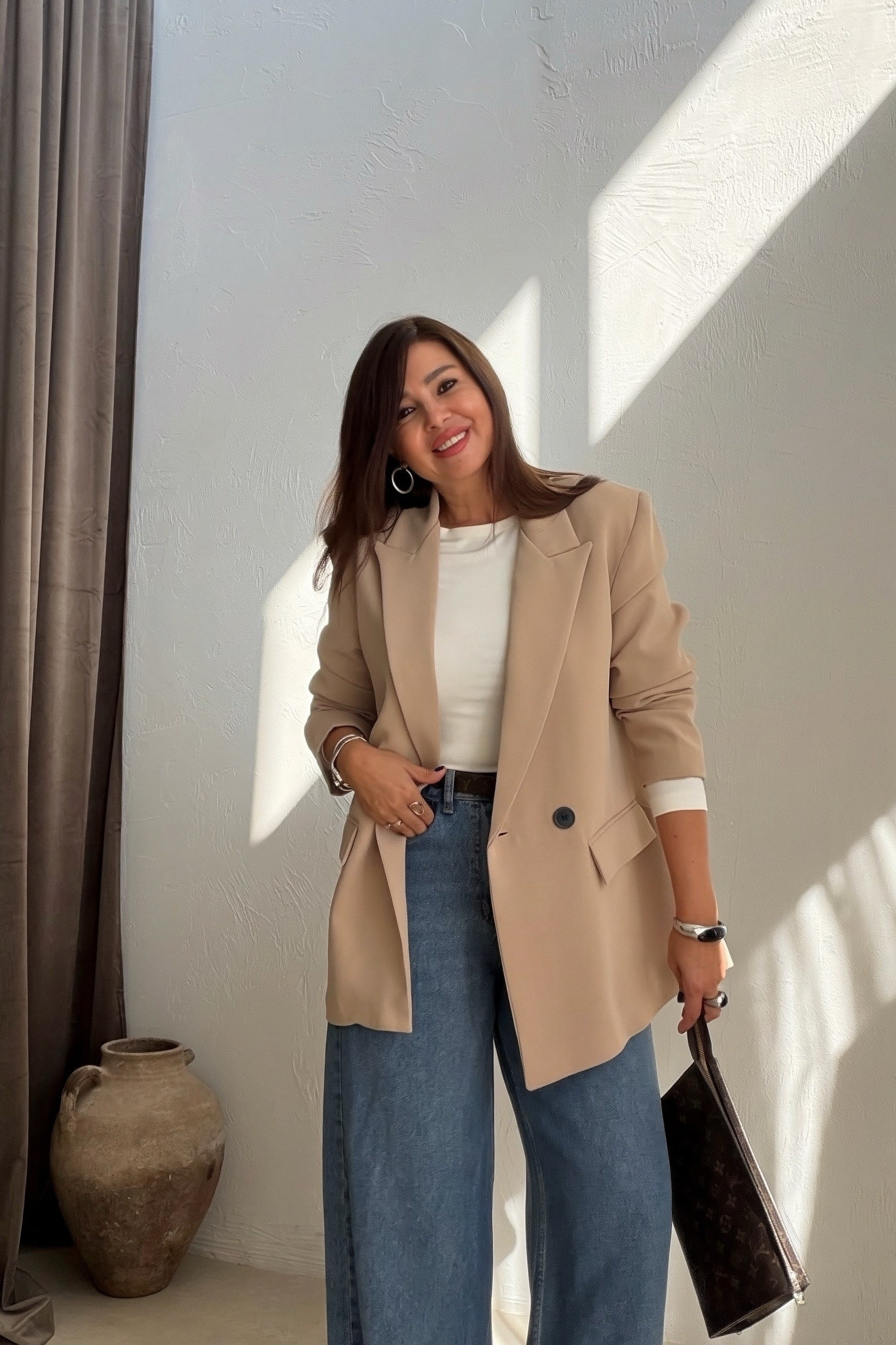 Kapak Cepli Blazer Ceket CAMEL