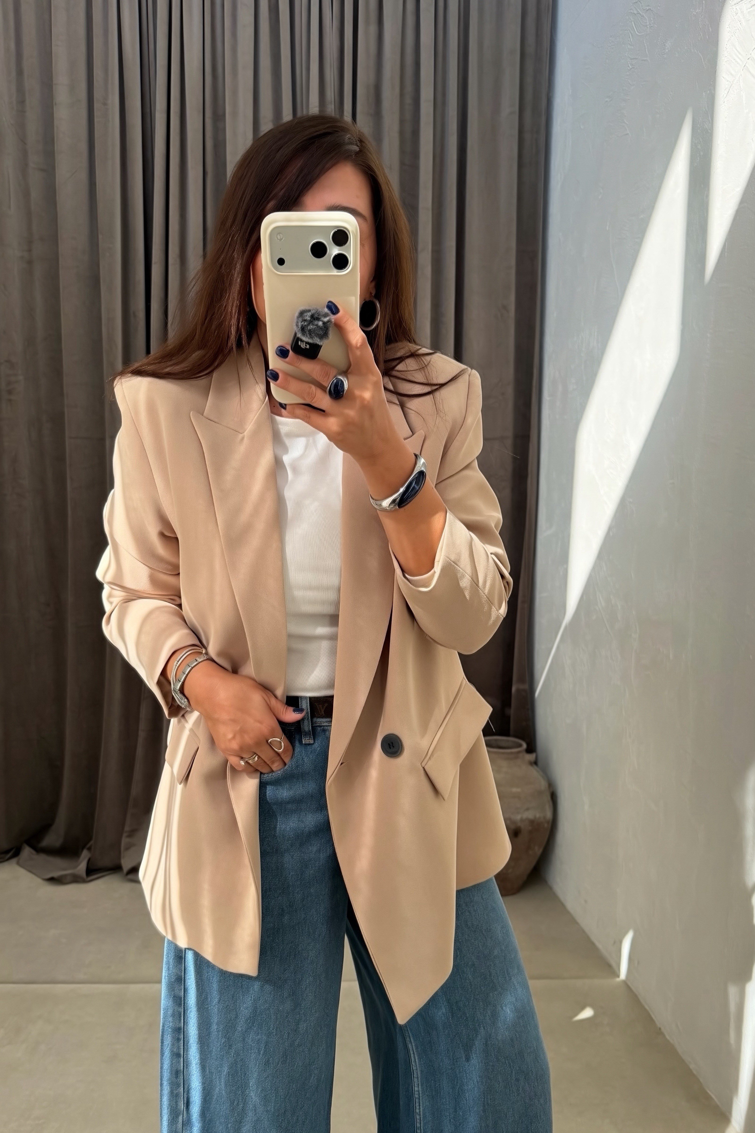Kapak Cepli Blazer Ceket CAMEL