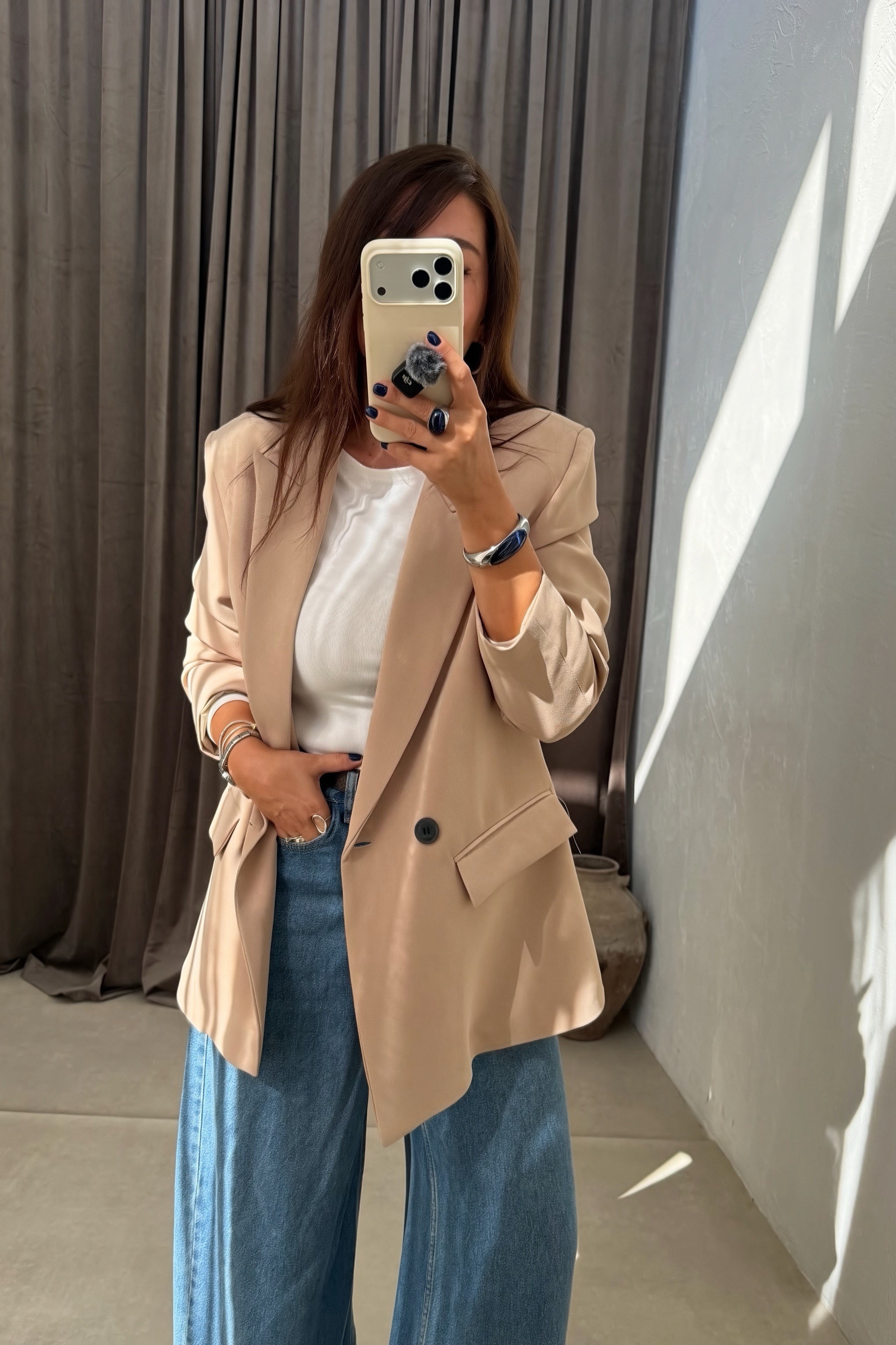 Kapak Cepli Blazer Ceket CAMEL
