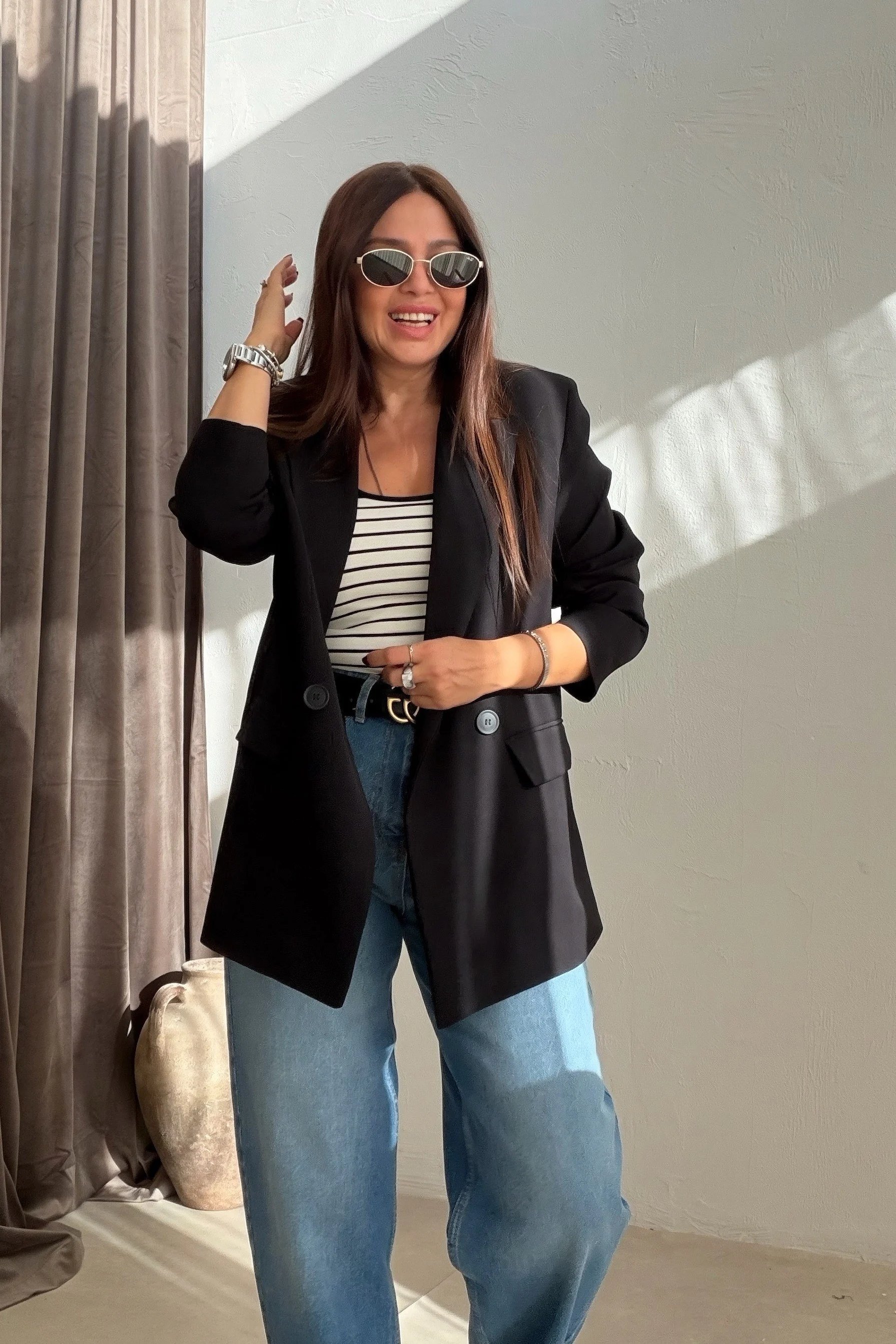 Kapak Cepli Blazer Ceket SİYAH