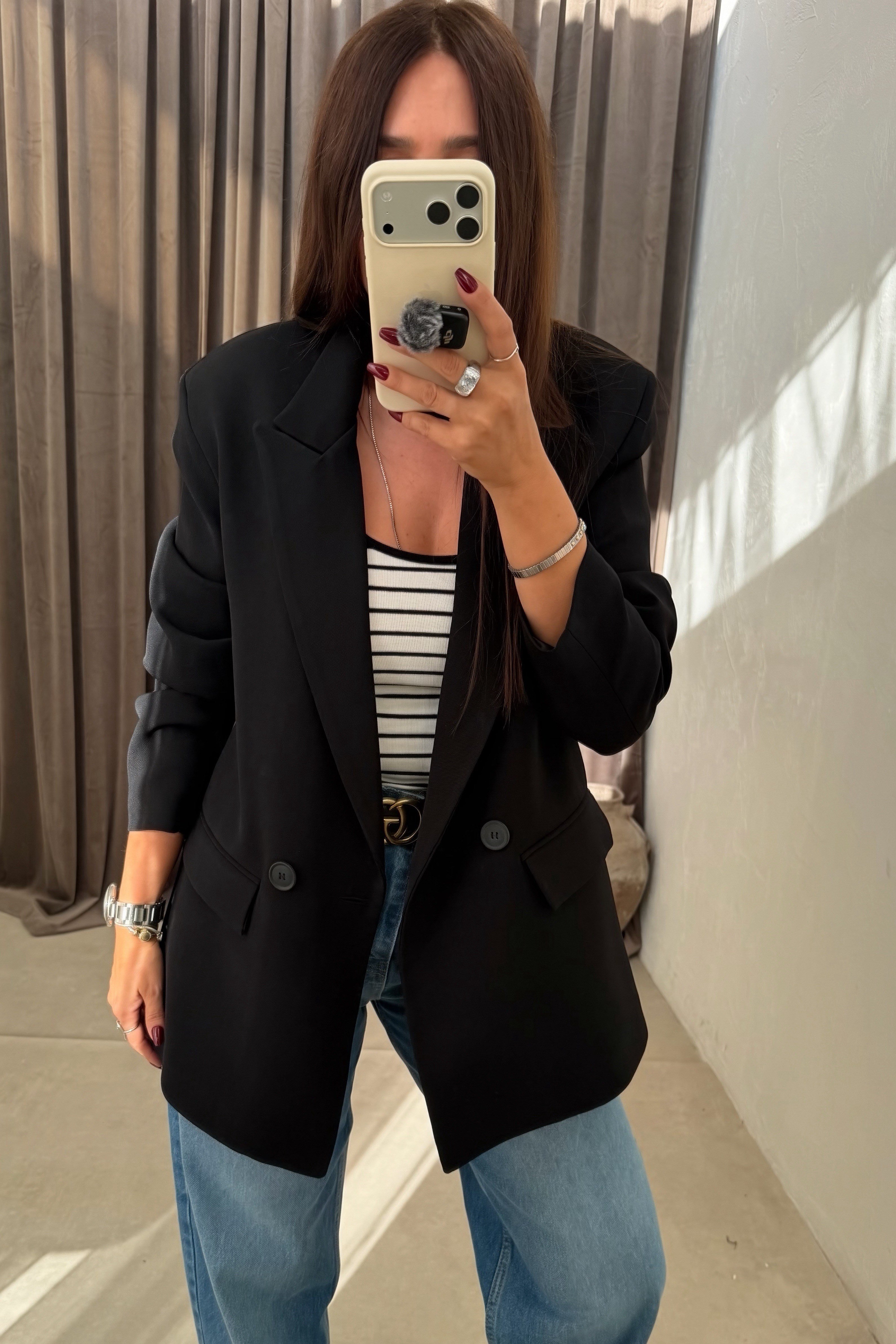 Kapak Cepli Blazer Ceket SİYAH