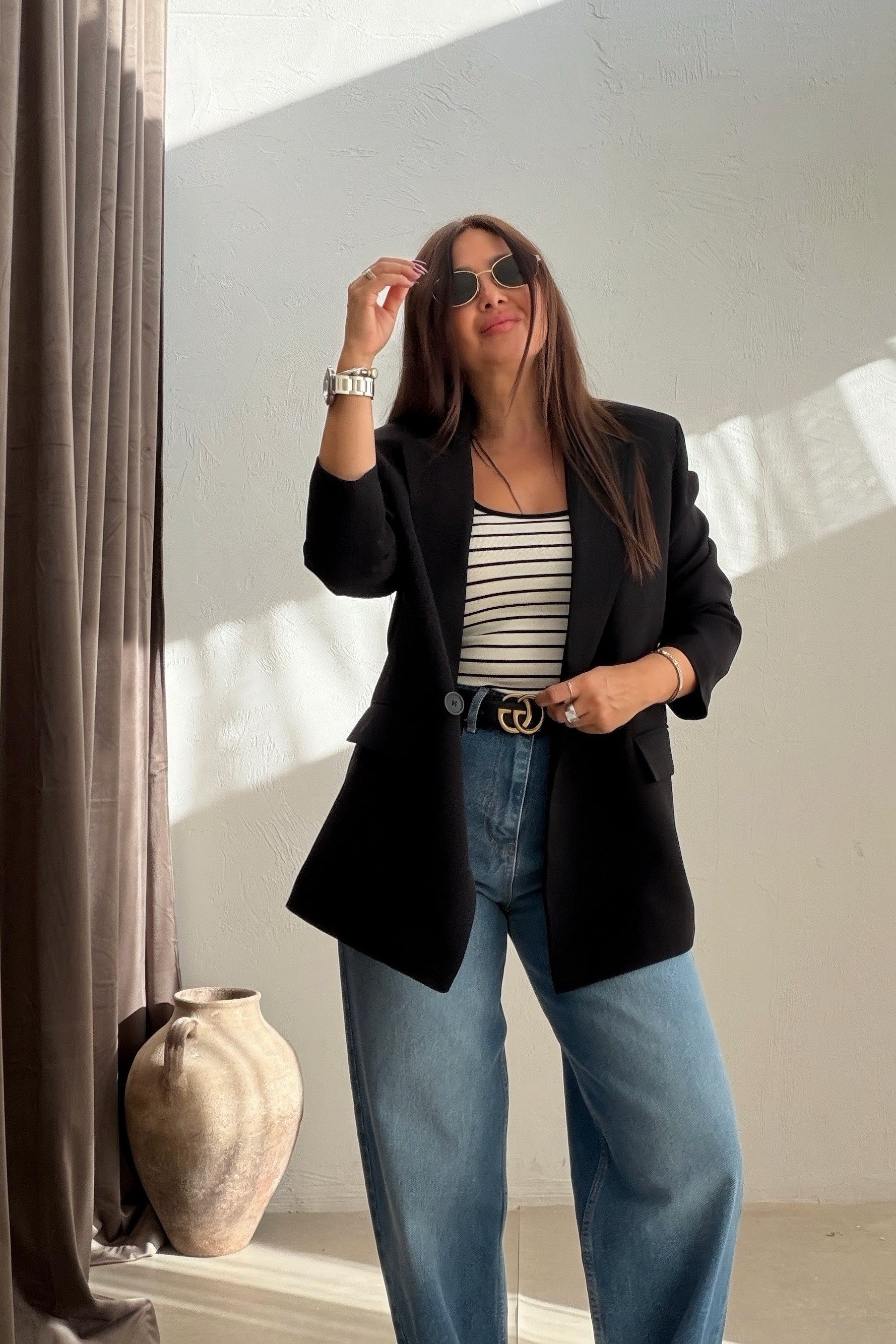 Kapak Cepli Blazer Ceket SİYAH
