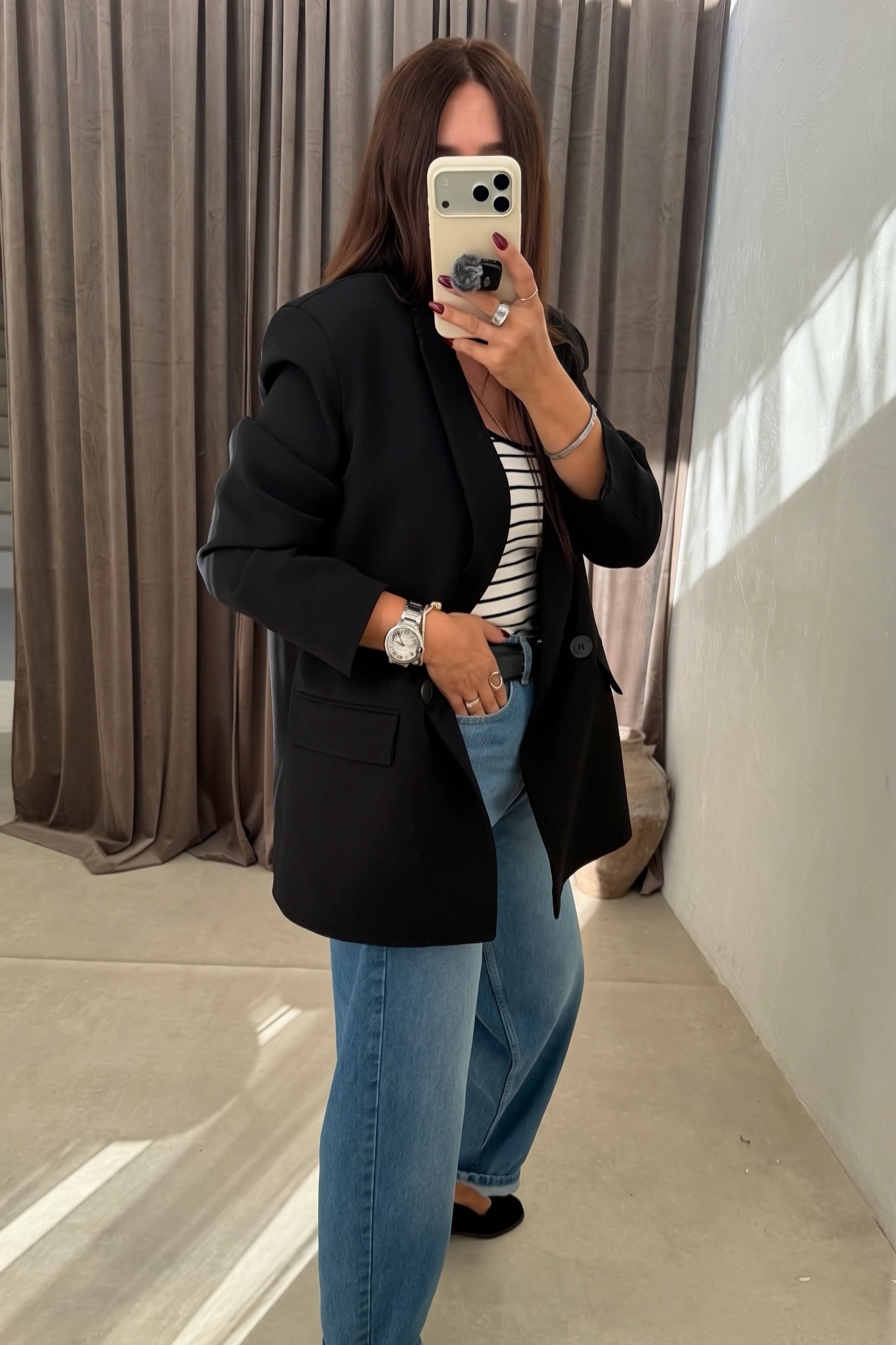 Kapak Cepli Blazer Ceket SİYAH