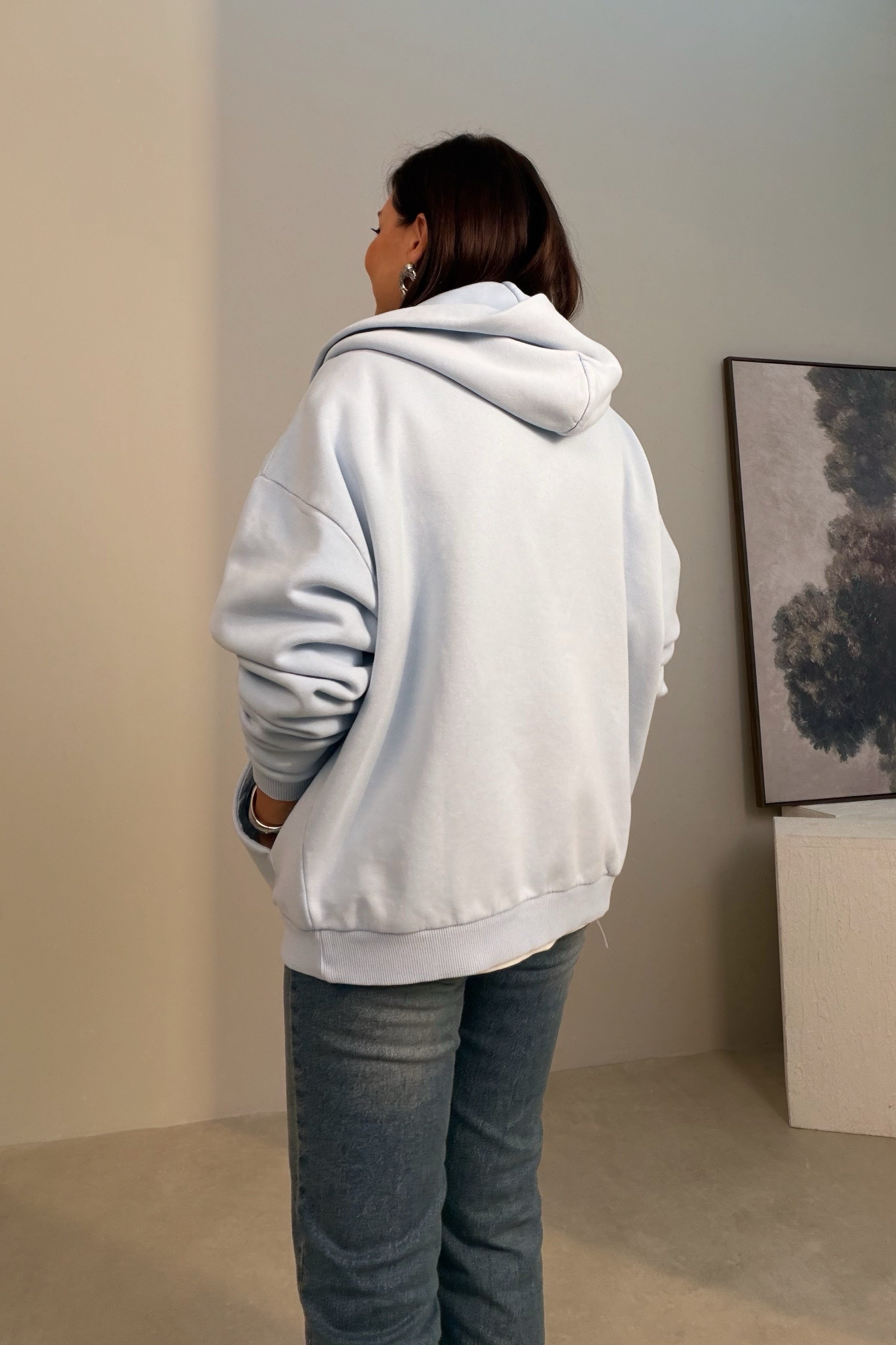 Kapüşonlu Sweatshirt BUZ MAVİSİ