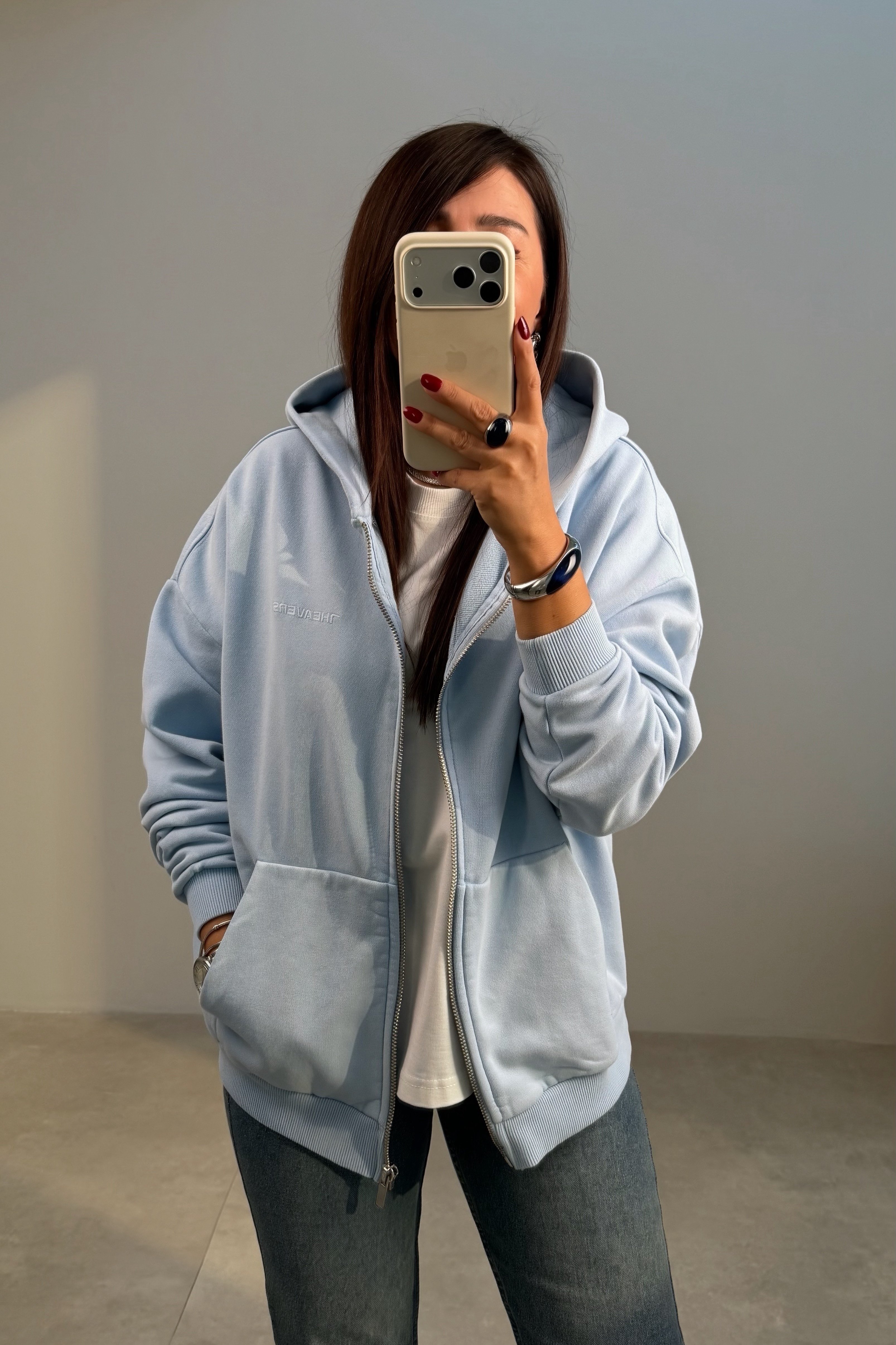 Kapüşonlu Sweatshirt BUZ MAVİSİ